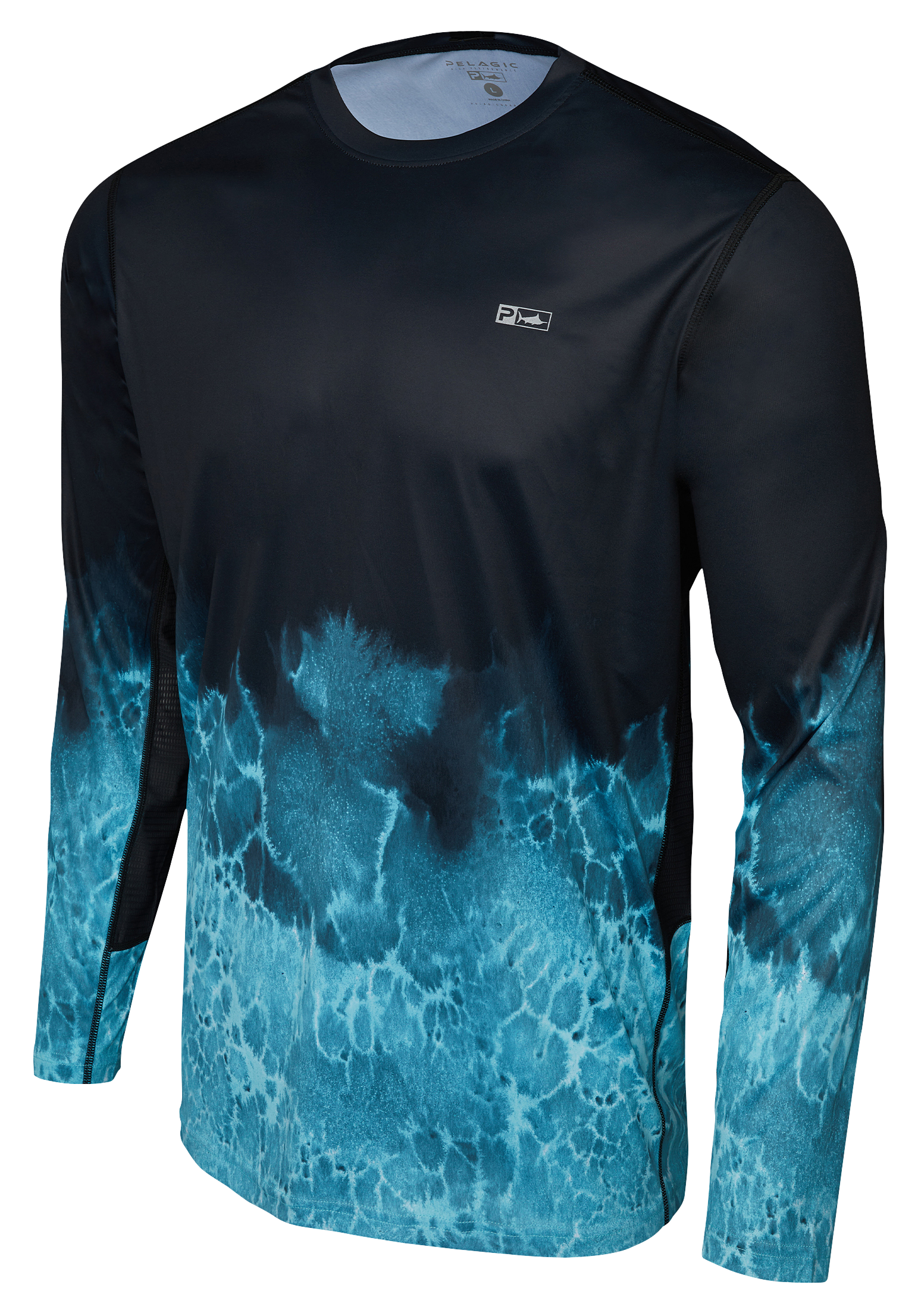 Image of Pelagic VaporTek Prop Wash Long-Sleeve Fishing Shirt for Men - Prop Wash/Tahiti Blue - S