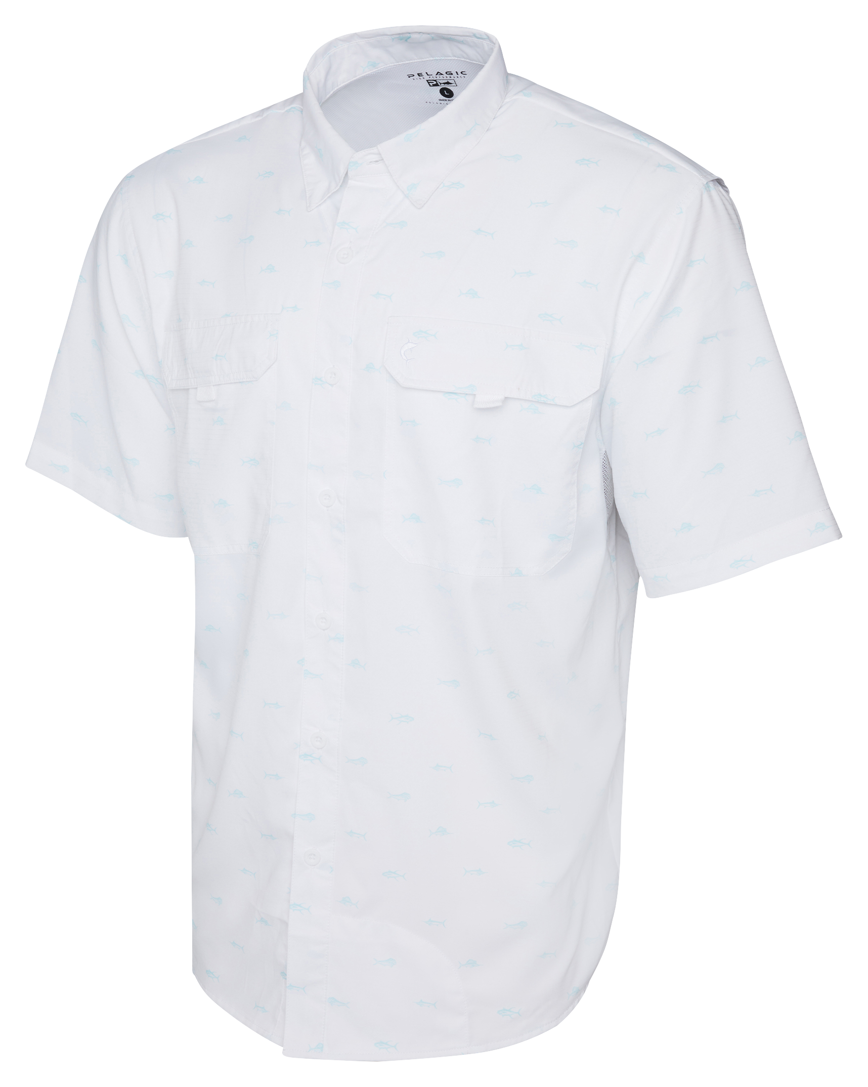 Image of Pelagic Keys Graphic Short-Sleeve Fishing Shirt for Men - White - S