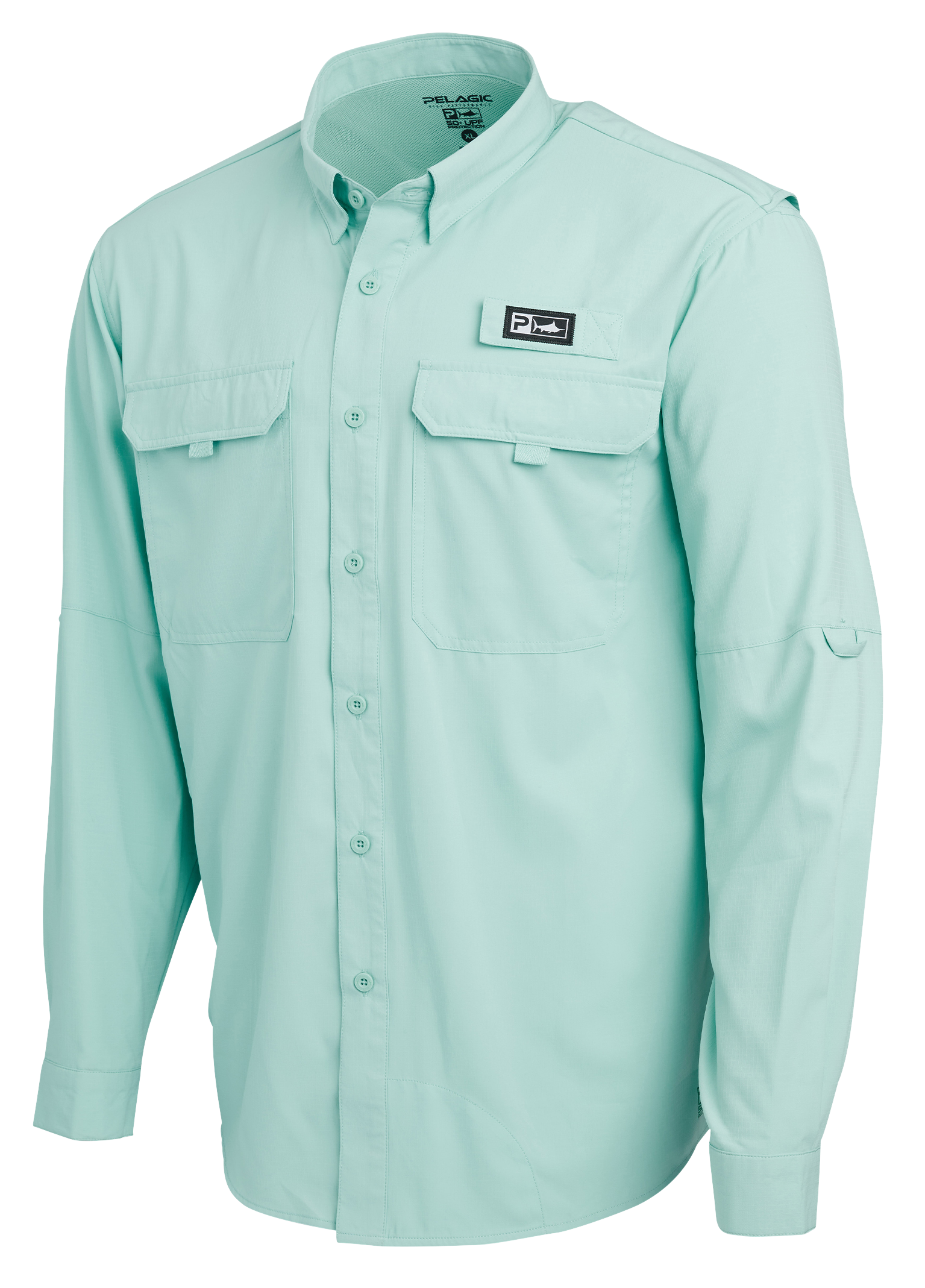 Image of Pelagic Keys Fishing Long-Sleeve Shirt for Men - Turquoise - S