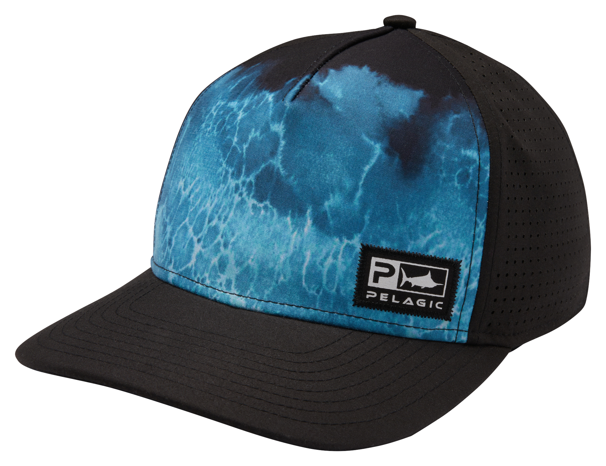 Image of Pelagic Prop Wash Terminal Performance Snapback Trucker Cap - Black