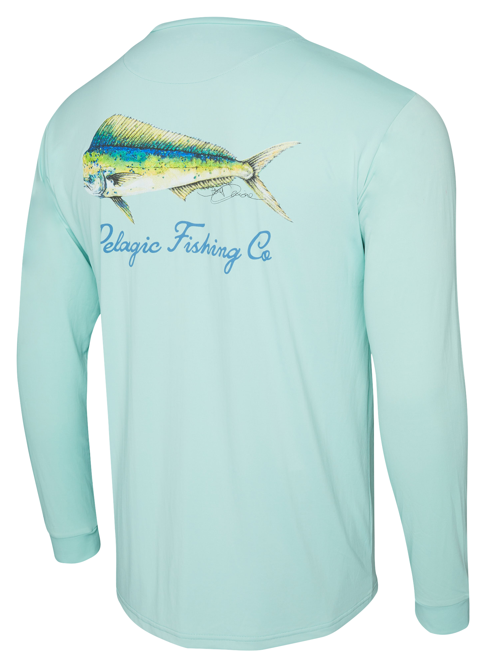 Image of Pelagic Aquatek Goione Mahi Long-Sleeve Shirt for Men - Turquoise - S