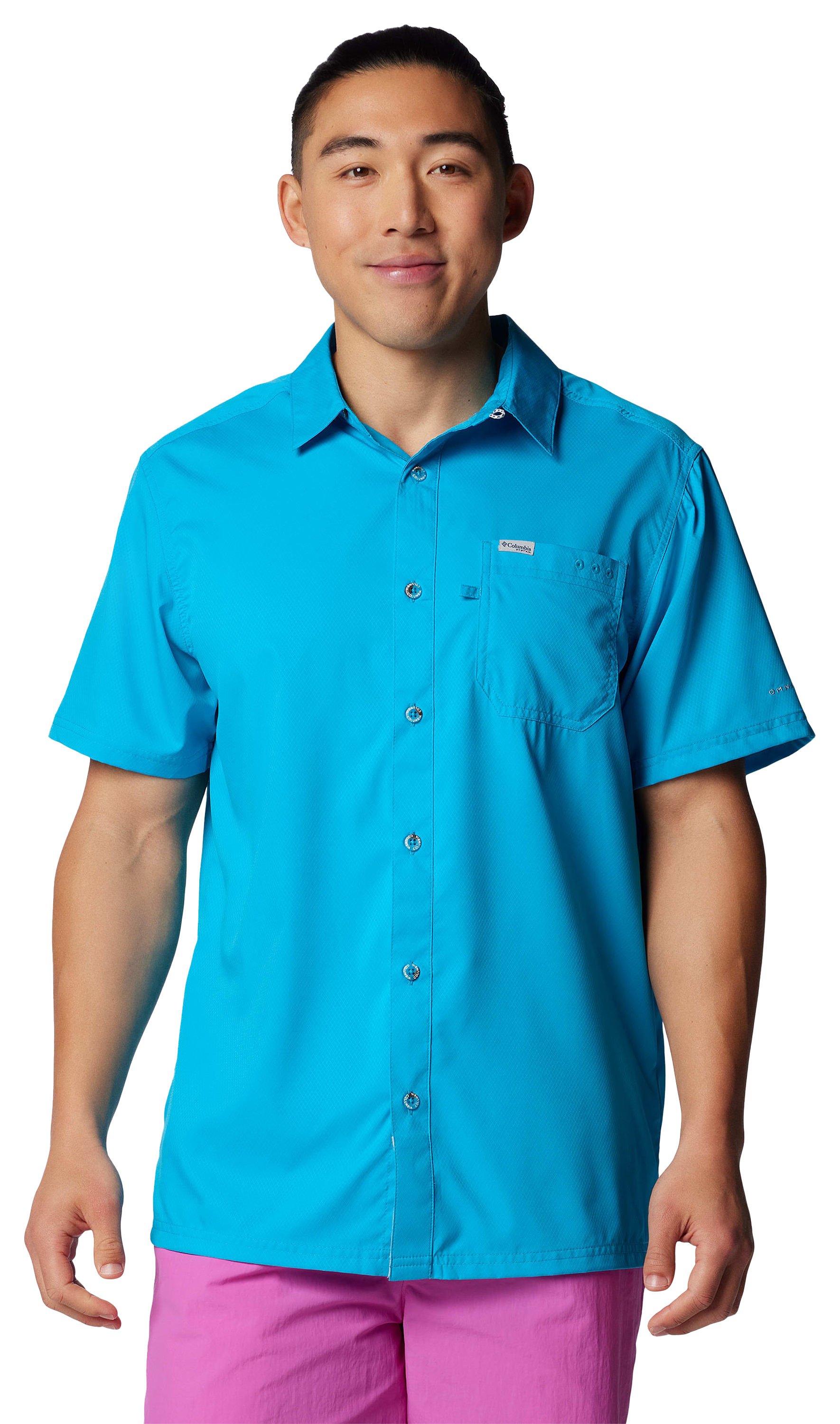 Image of Columbia PFG Slack Tide Camp Short-Sleeve Button-Down Shirt for Men - Ocean Blue - S