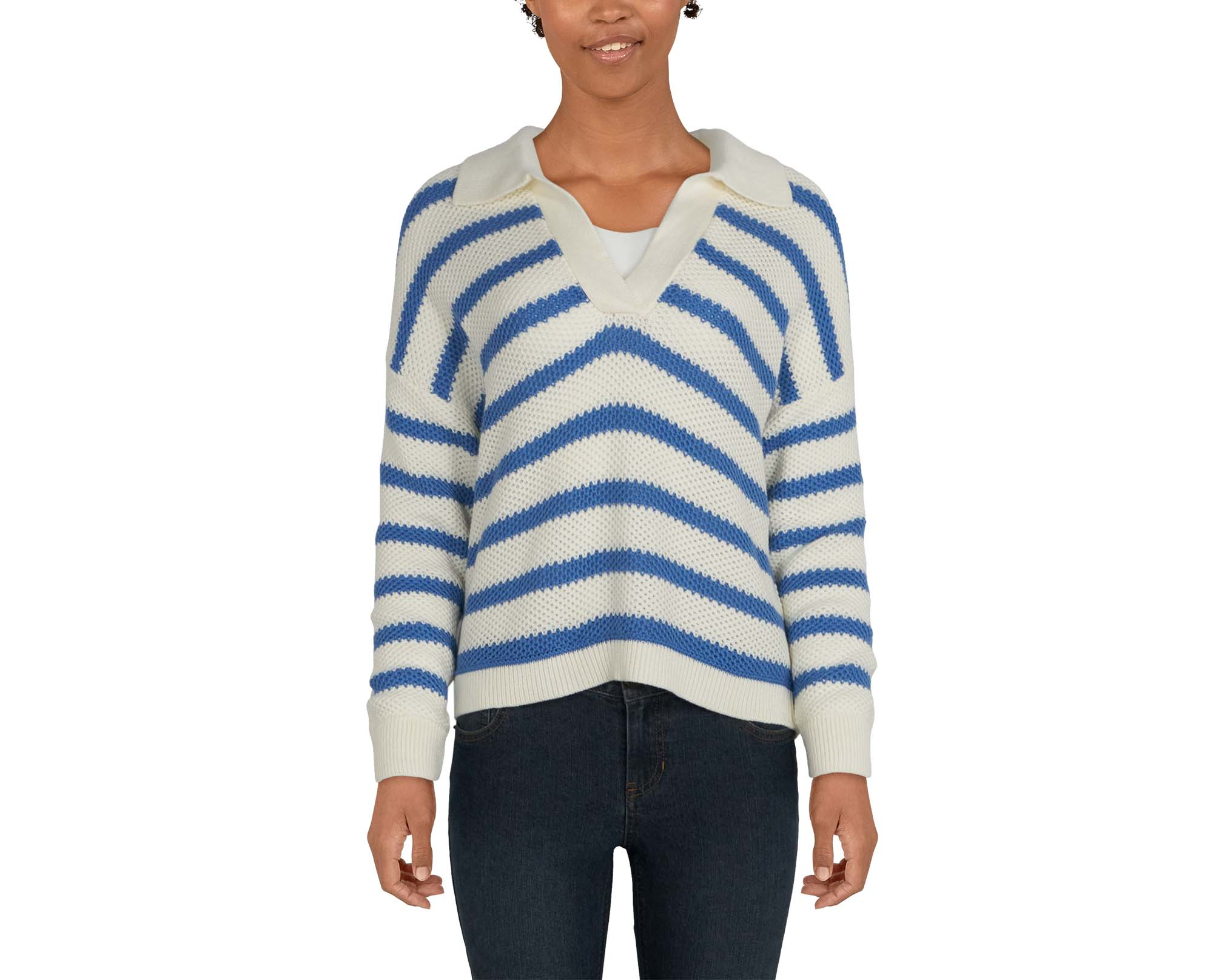 NATURAL REFLECTIONS Riviera Collared Long-Sleeve Sweater