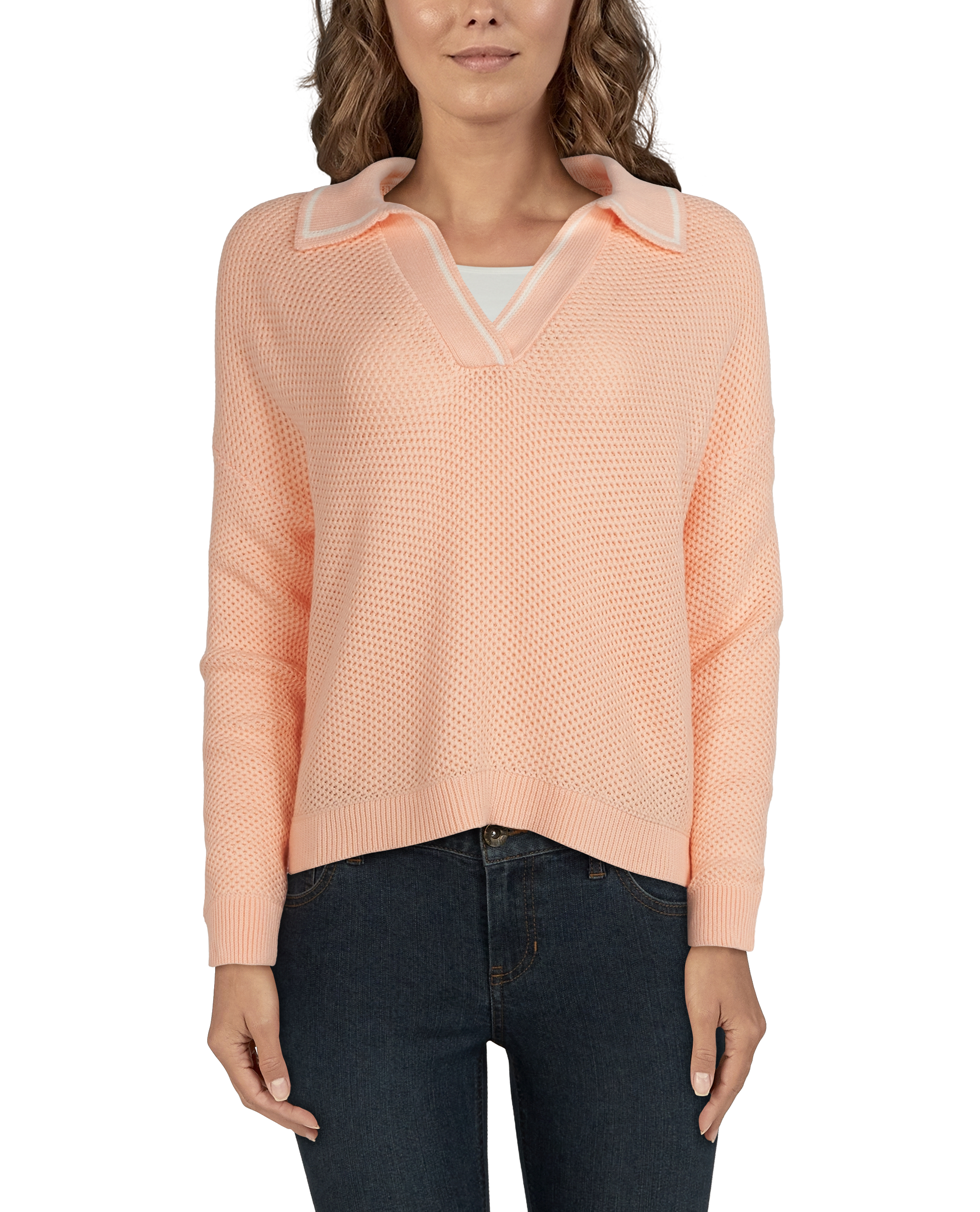 NATURAL REFLECTIONS Riviera Collared Long-Sleeve Sweater for Ladies