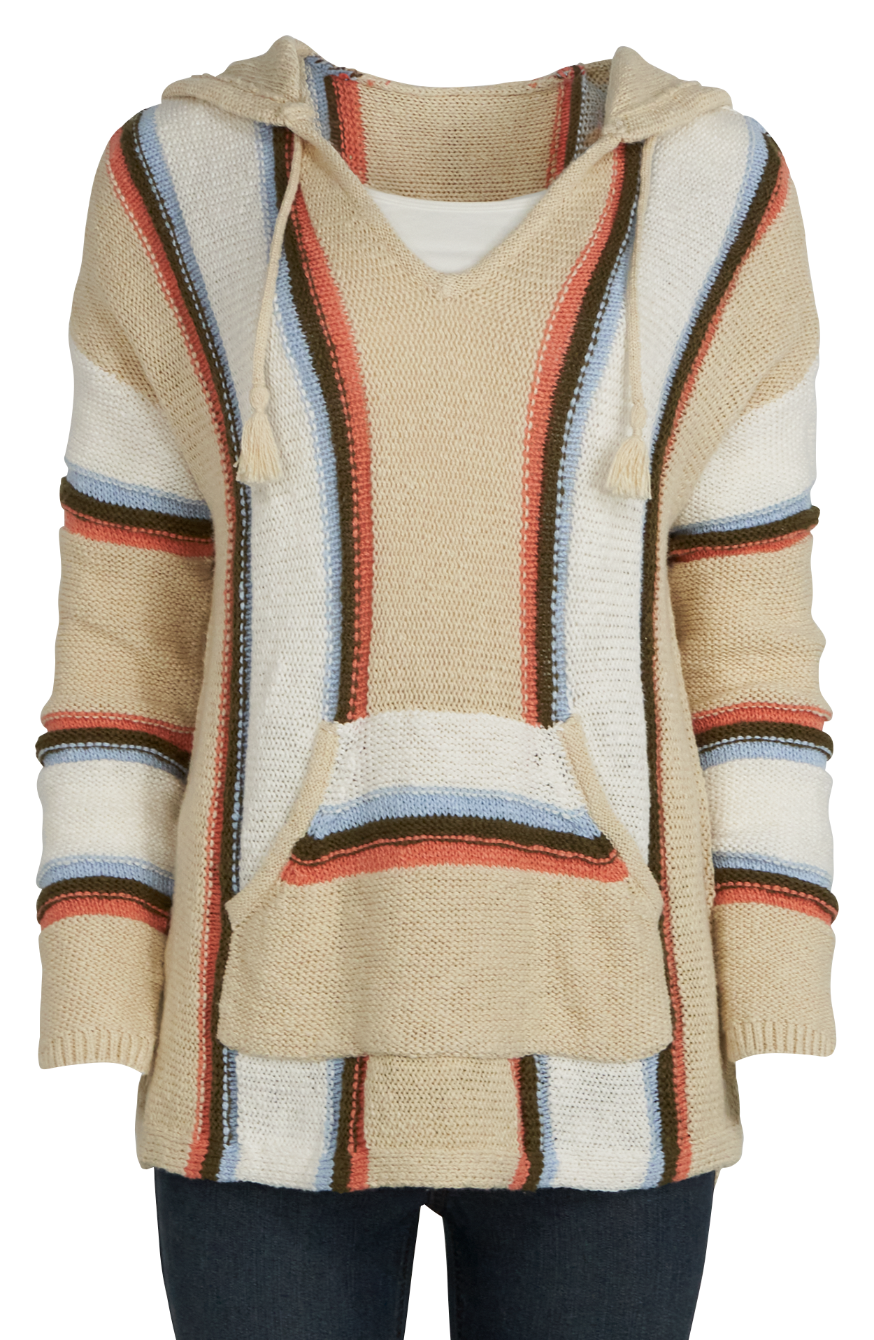 Image of Natural Reflections Baja Desert Long-Sleeve Hoodie - Woodash Stripe - XXL