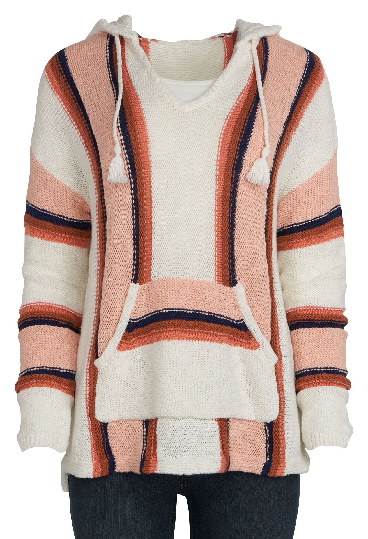 Image of Natural Reflections Baja Desert Long-Sleeve Hoodie - Egret Stripe - L