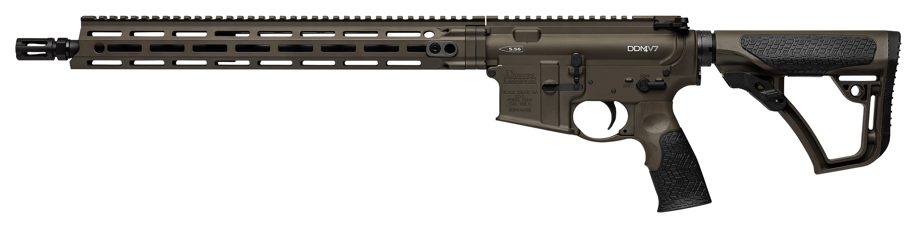 Daniel Defense DDM4 V7 Semi-Auto Rifle - .223 Rem/5.56 NATO - Milspec+ Cerakote (Brown) - DD Soft Touch Furniture - 10 + 1 - Daniel Defense