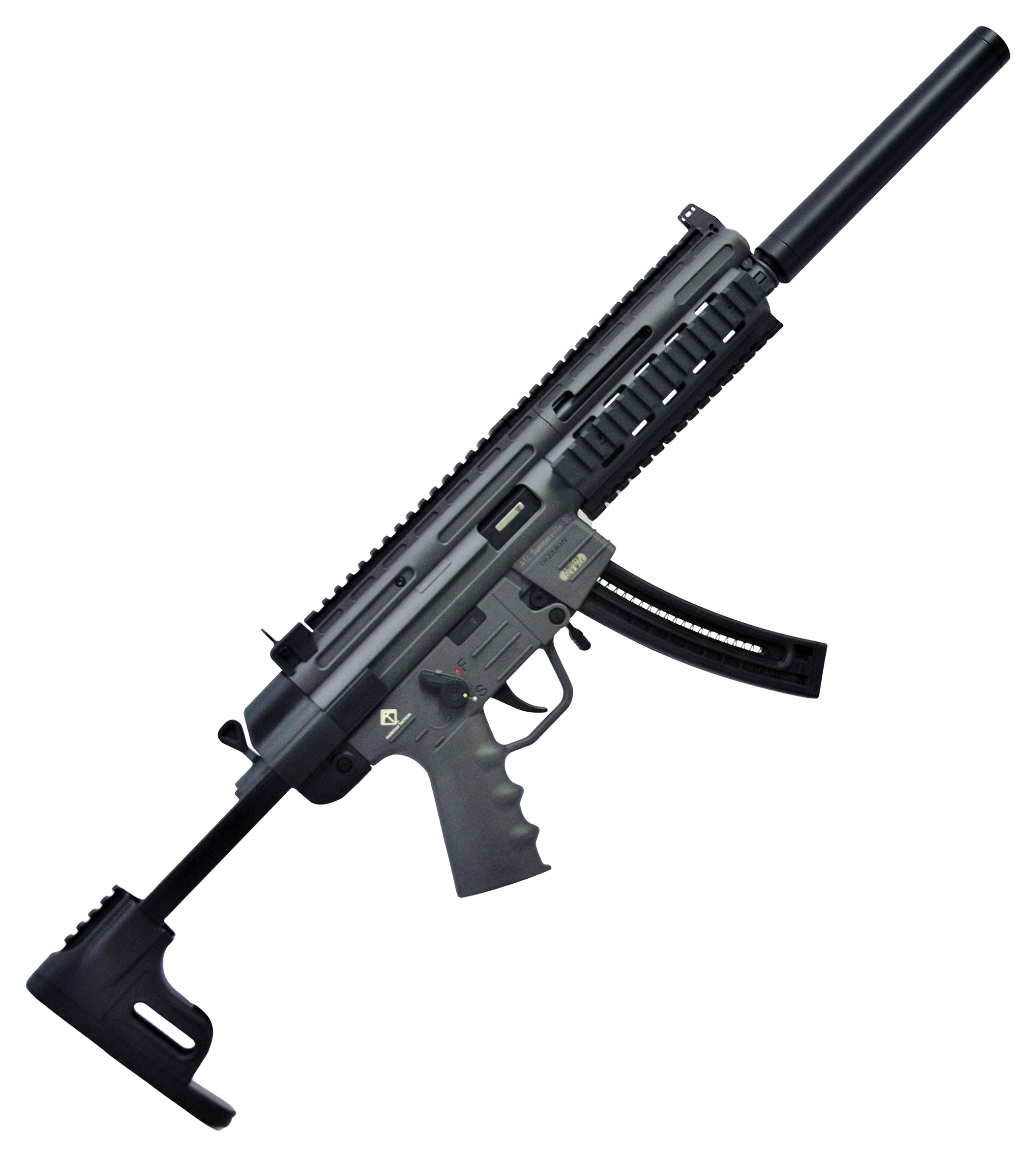 American Tactical Inc GSG16 Carbine SemiAuto Rimfire Rifle with Quad Rail Handguard  22 LR  Smoke Grey  22  1