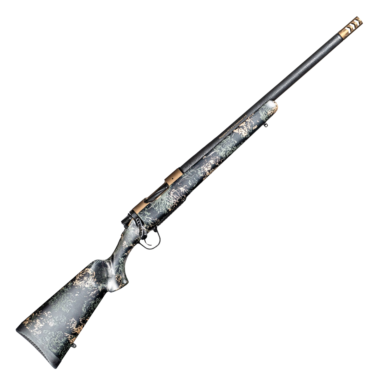 Image of Christensen Arms Ridgeline FFT Bolt-Action Rifle - 6mm Creedmoor - Burnt Bronze Cerakote - Carbon w/Green and Tan Accents - 4+1