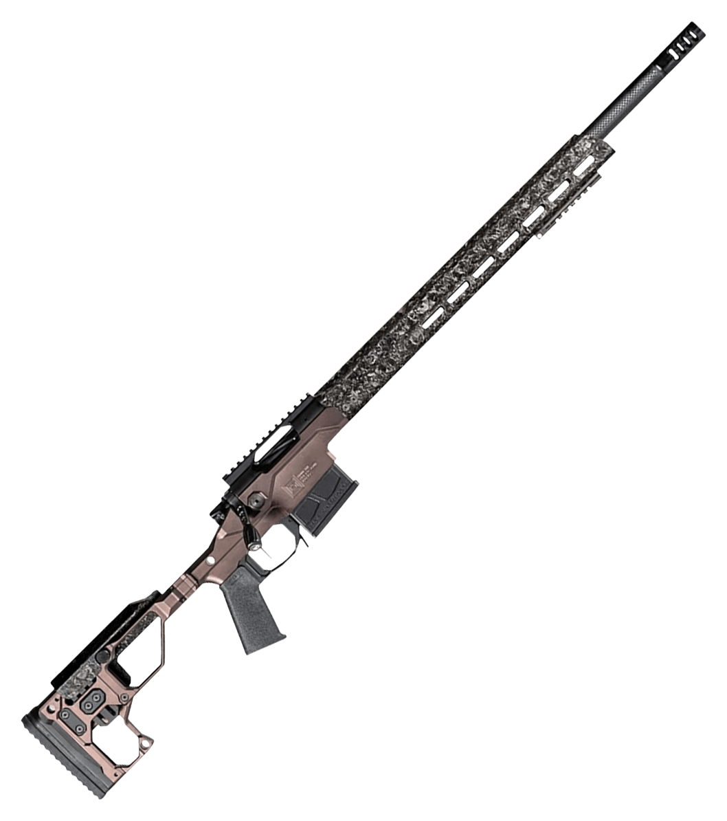 Image of "Christensen Arms Modern Precision Bolt-Action Rifle - 7mm PRC - 26"" - Carbon Fiber FFT/Blk Nitride - Folding Adj. Desert Brown"