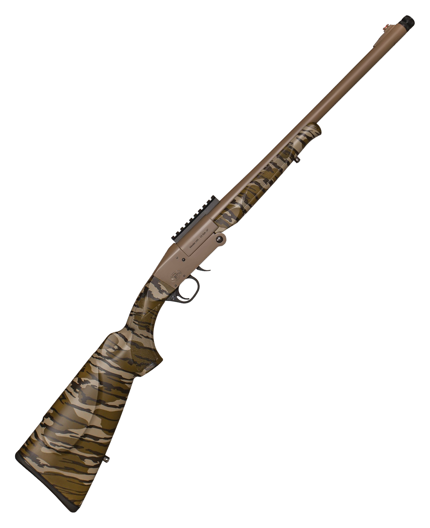 Image of Charles Daly 101 Turkey Single-Shot Shotgun - Flat Dark Earth Cerakote - Mossy Oak Bottomland - 12 Gauge