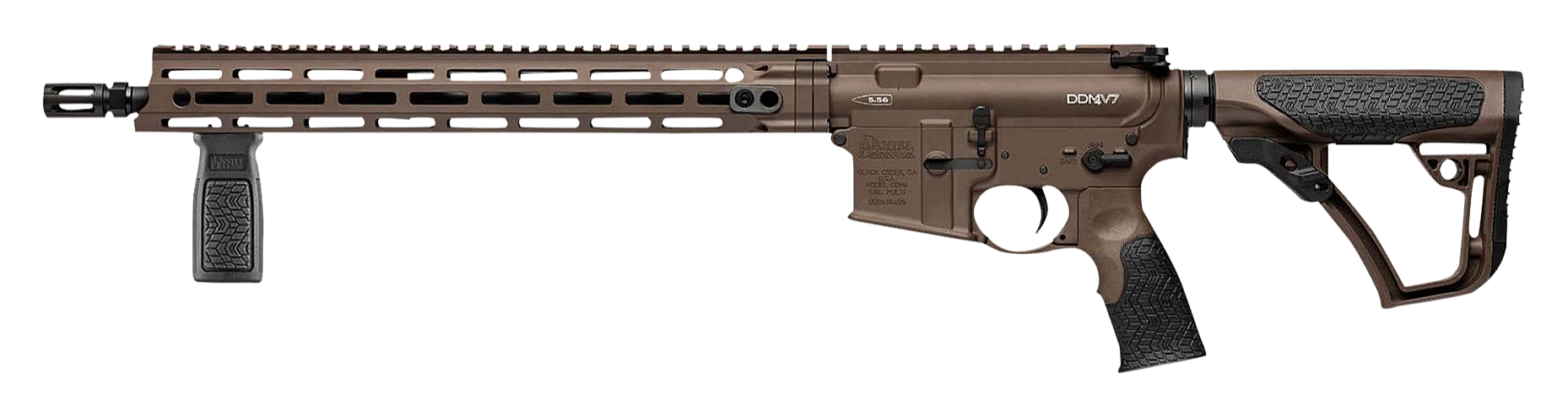 Image of Daniel Defense DDM4 V7 Semi-Auto Rifle - .223 Rem/5.56 NATO - Milspec+ Cerakote (Brown) - DD Soft Touch Furniture - 1
