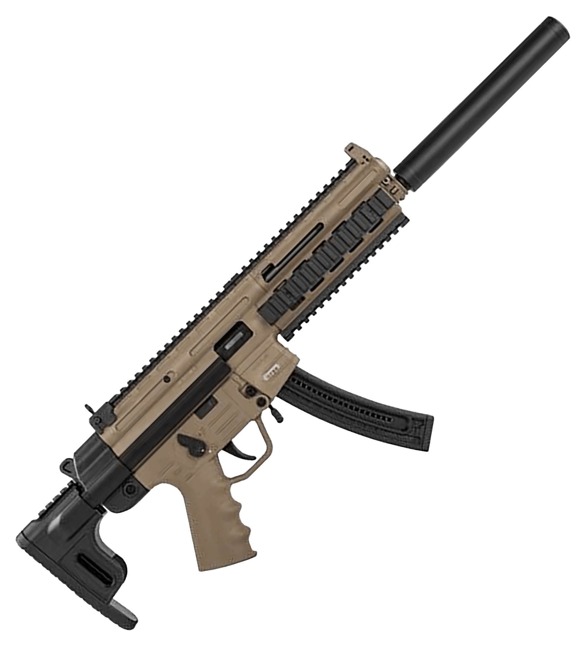 Image of American Tactical Inc. GSG-16 Carbine Semi-Auto Rimfire Rifle with Quad Rail Handguard - .22 LR - Flat Dark Earth - 10 + 1