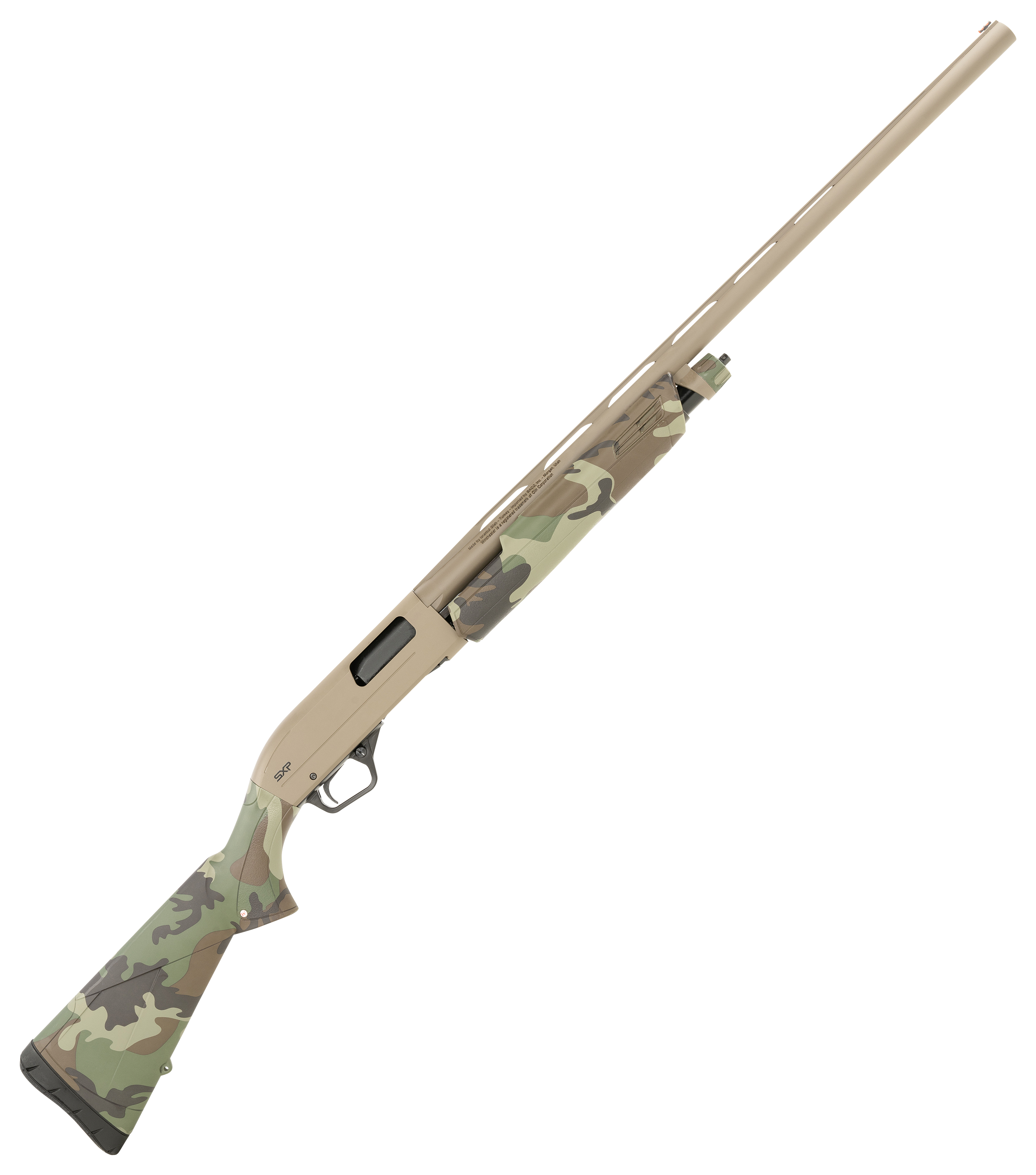 Image of "Winchester SXP Hybrid Hunter Pump-Action Shotgun - 12 Gauge - 28"" - Flat Dark Earth Perma-Cote - Woodland Camo - 4 + 1"