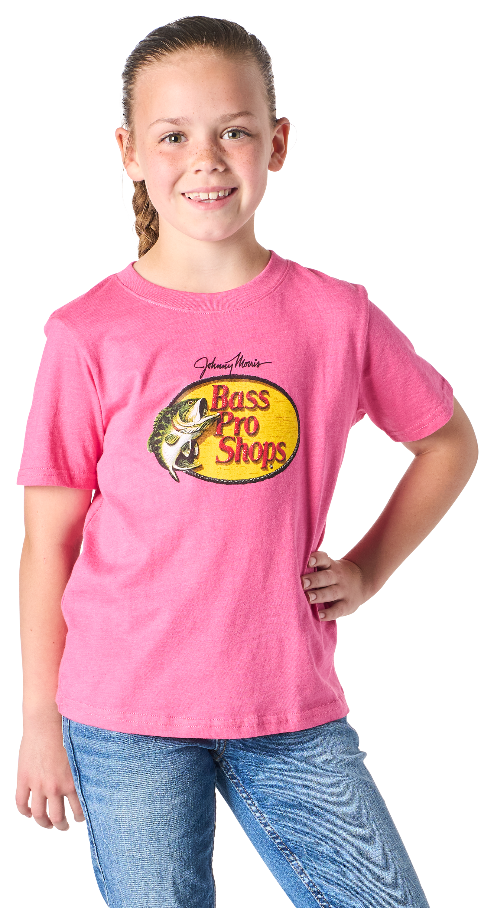 Image of Bass Pro Shops Woodcut Logo Short-Sleeve T-Shirt for Kids - Pink