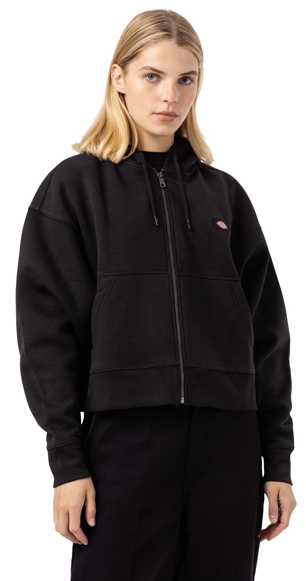 Image of Dickies Oakport Zip Long-Sleeve Hoodie for Ladies - Knit Black - M