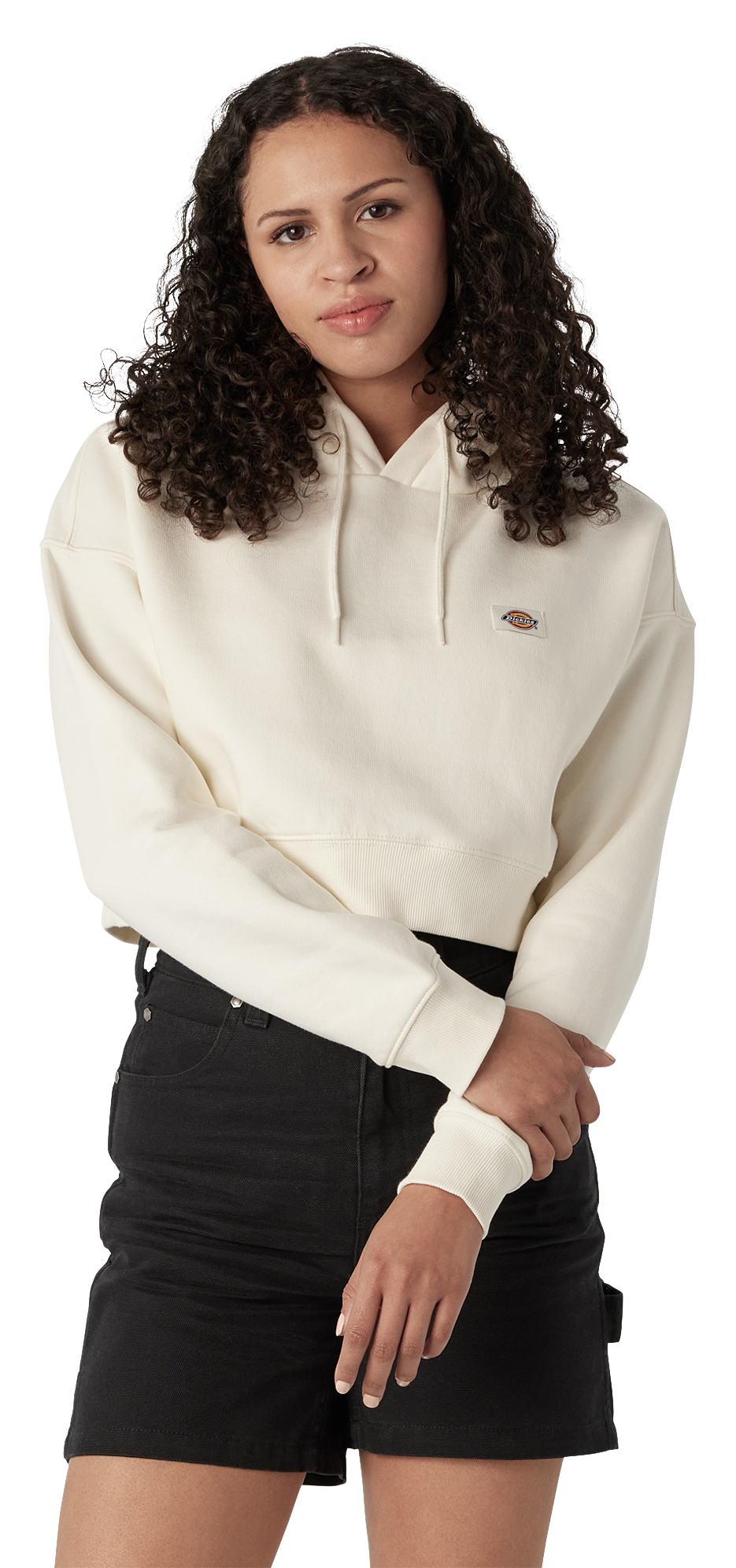 Image of Dickies Oakport Cropped Long-Sleeve Hoodie for Ladies - Cloud - XL