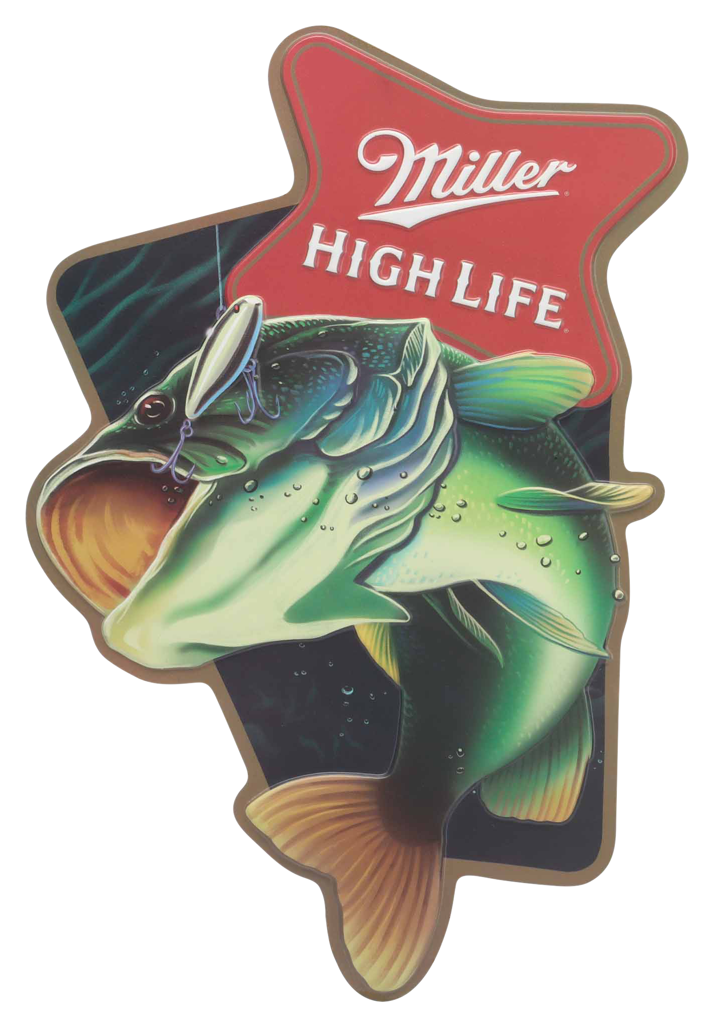 Image of Open Road Brands Molson Coors Miller High Life Open Mouth Bass Metal Sign