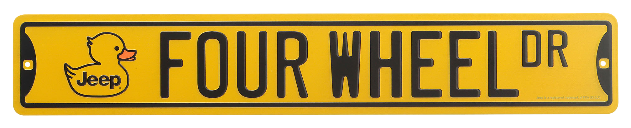 Image of Open Road Brands Jeep Four-Wheel Drive Rubber Duck Metal Street Sign