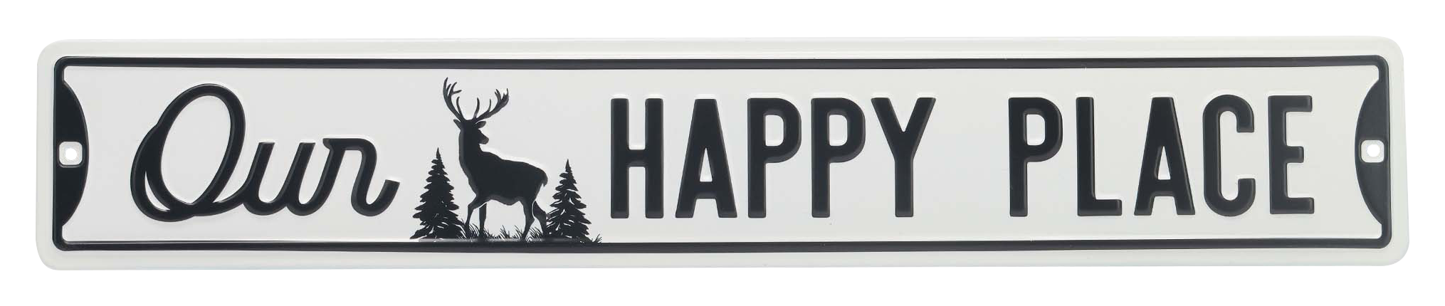 Image of Open Road Brands Our Happy Place Deer Silhouette Metal Street Sign