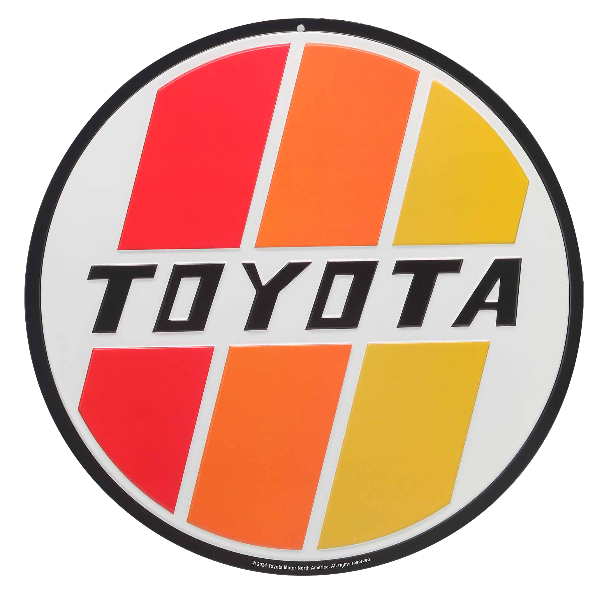 Image of Open Road Brands Toyota Retro Stripe Logo Round Metal Sign