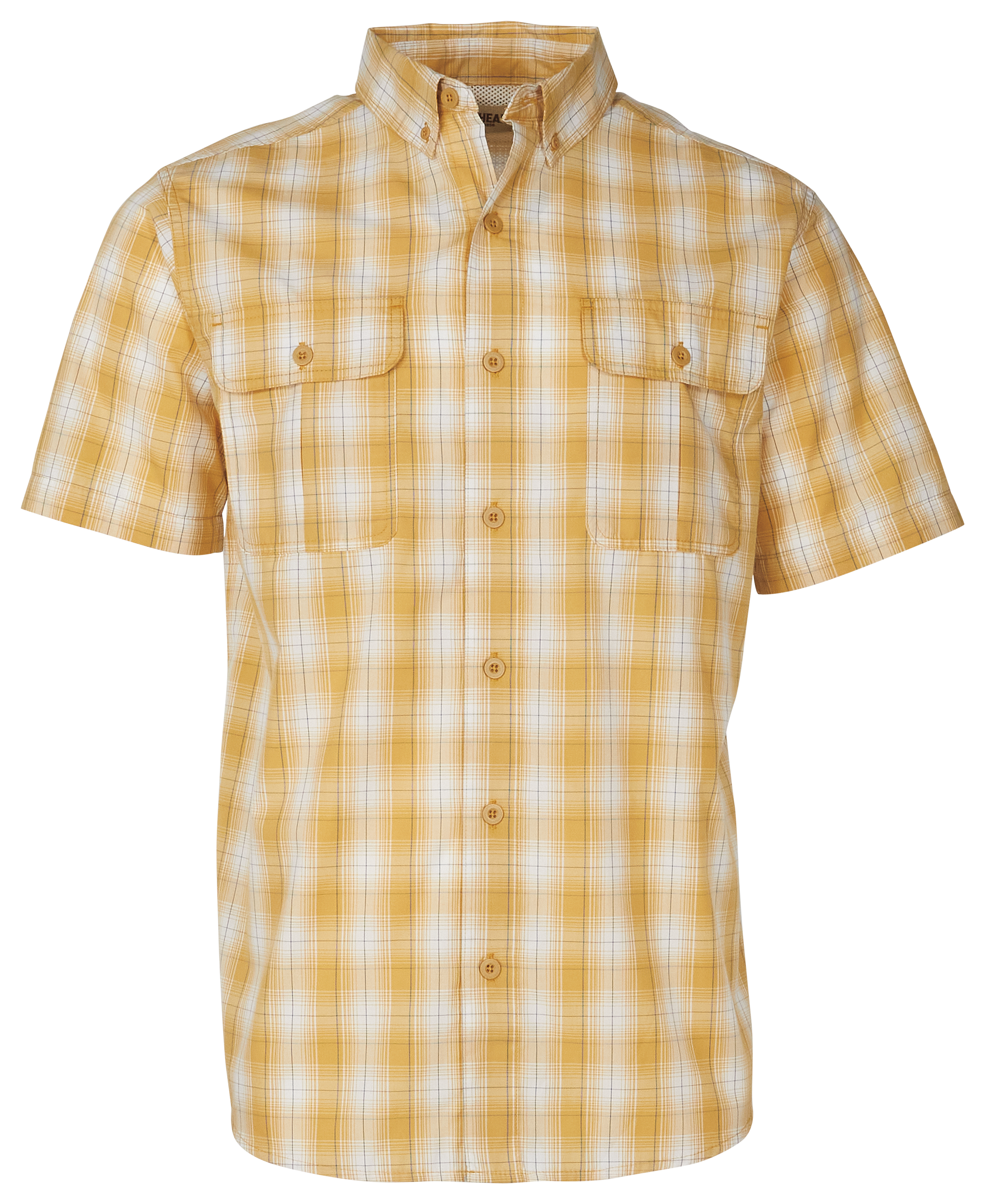 Image of RedHead Spring River Vented-Back Button-Down Short-Sleeve Shirt for Men - Curry Plaid