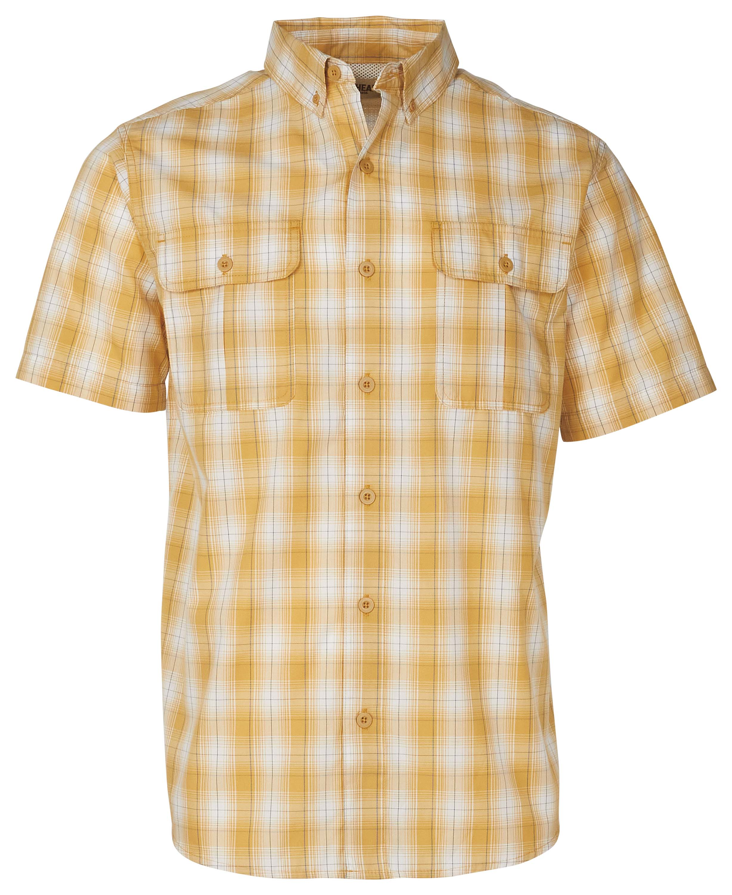 Image of RedHead Spring River Vented-Back Button-Down Short-Sleeve Shirt for Men - Curry Plaid