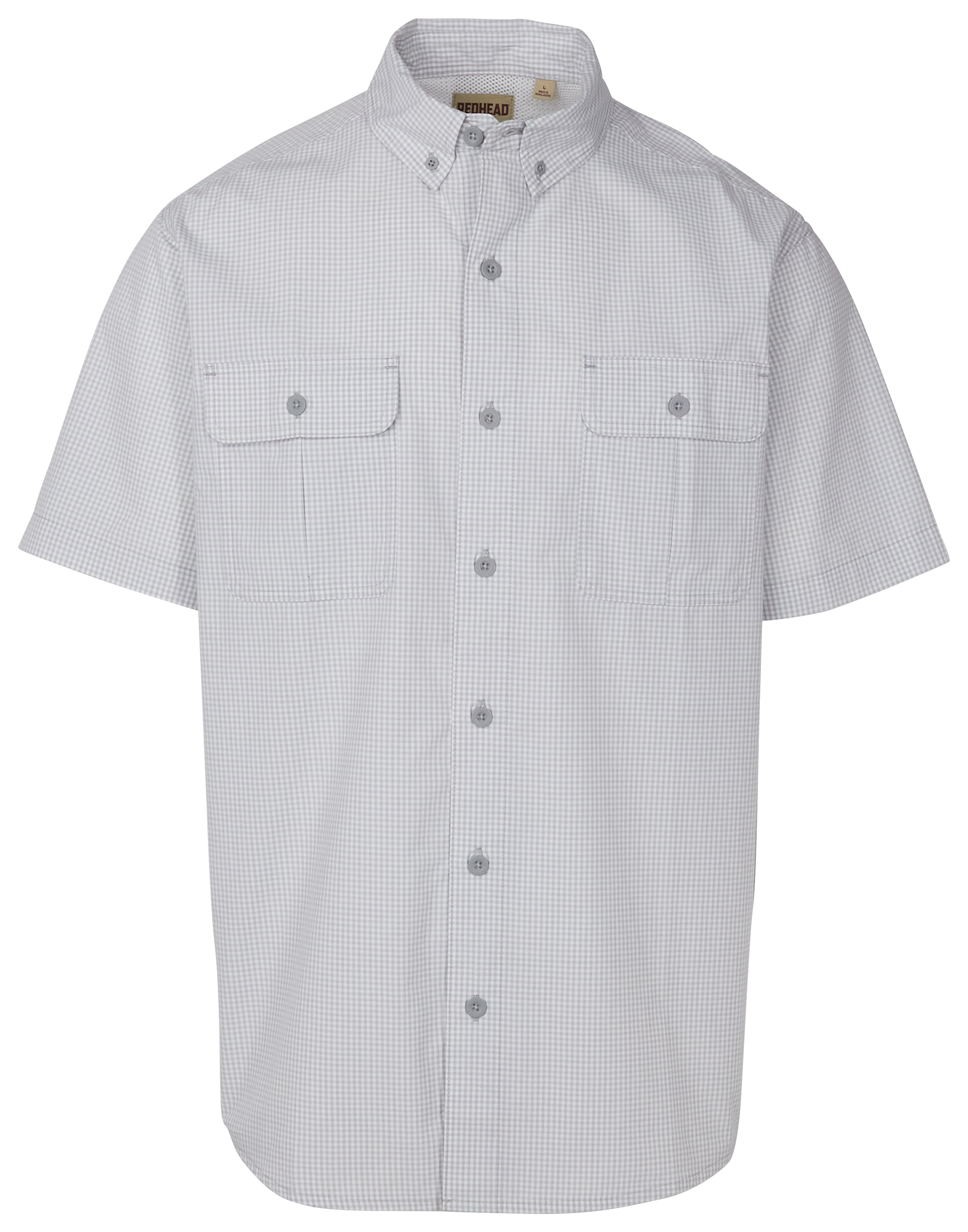 Image of RedHead Spring River Vented-Back Button-Down Short-Sleeve Shirt for Men - Limestone Check