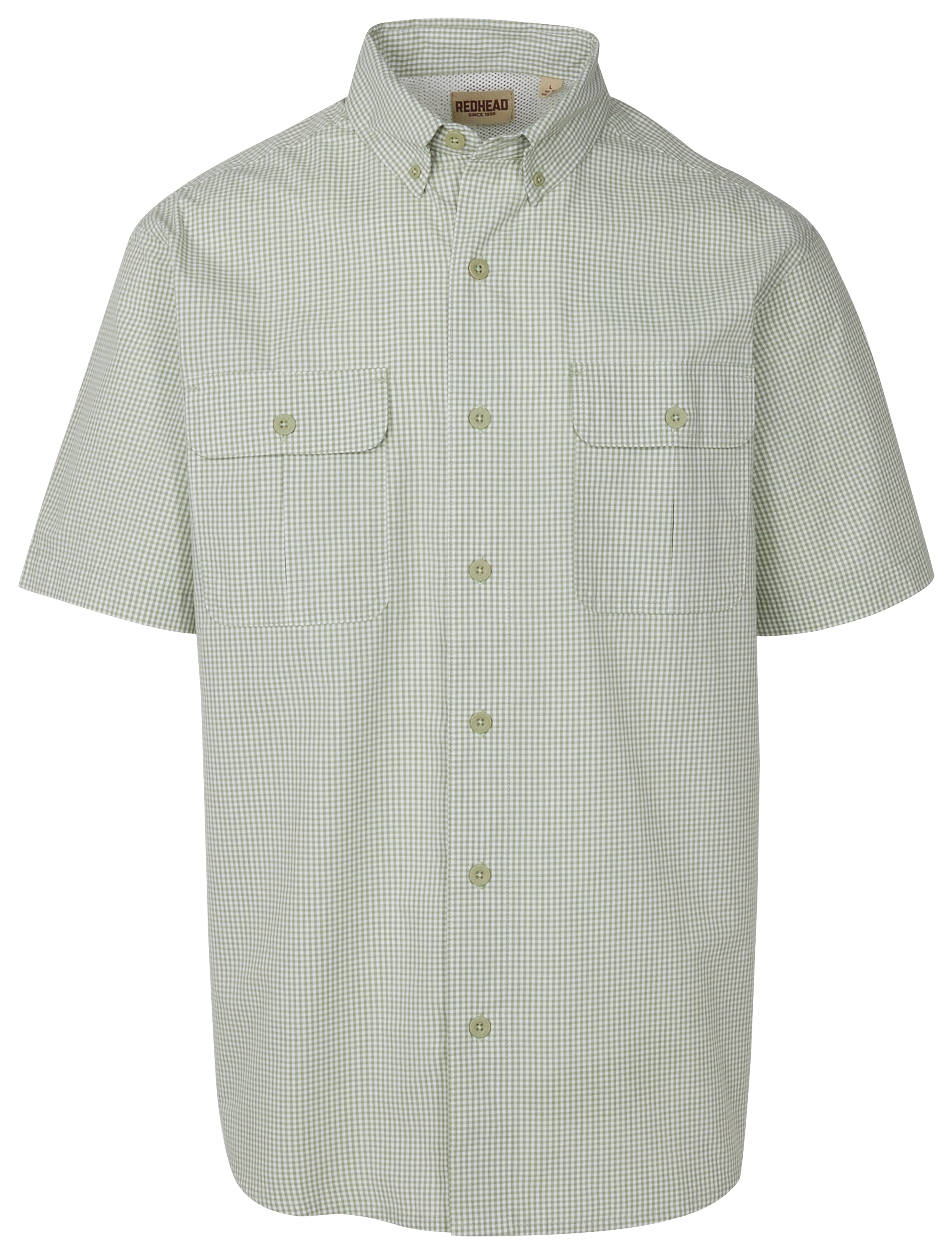 Image of RedHead Spring River Vented-Back Button-Down Short-Sleeve Shirt for Men - Moss Check