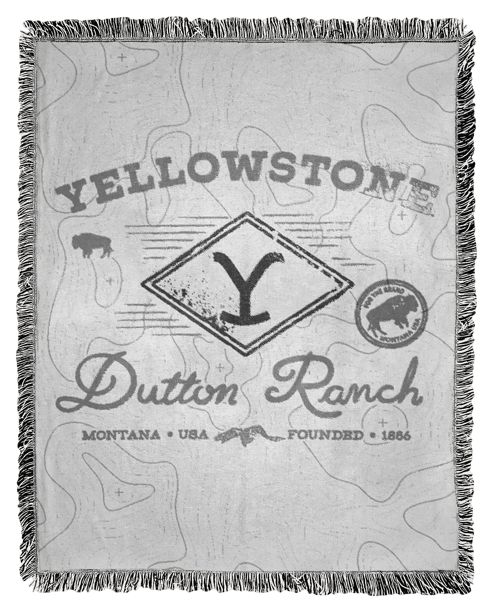 Image of The Northwest Group Yellowstone Topo Map Woven Jacquard Throw Blanket