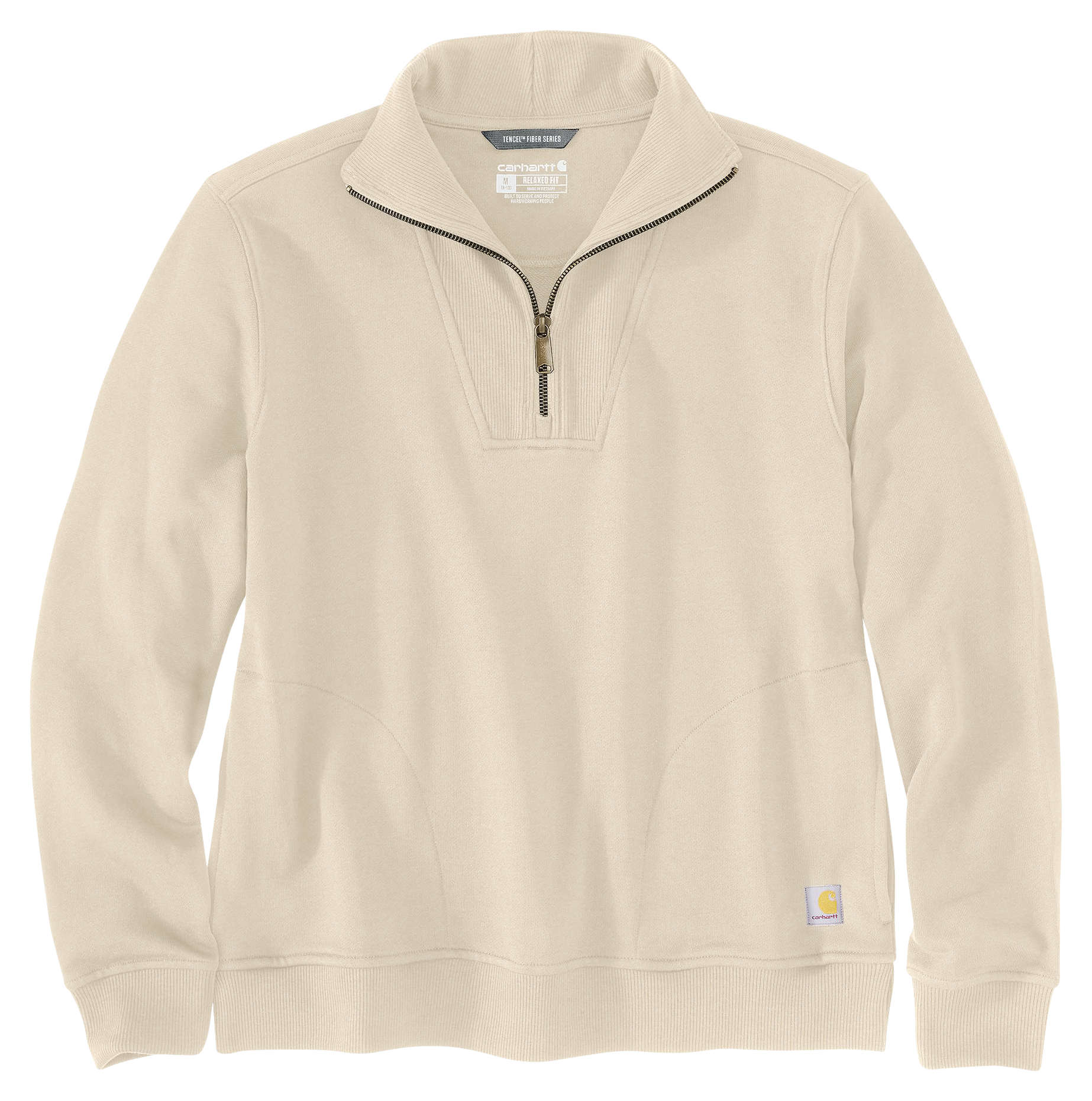 Image of Carhartt TENCEL Fiber Series Relaxed-Fit Half-Zip Long-Sleeve Sweatshirt for Ladies - Oat Milk - S