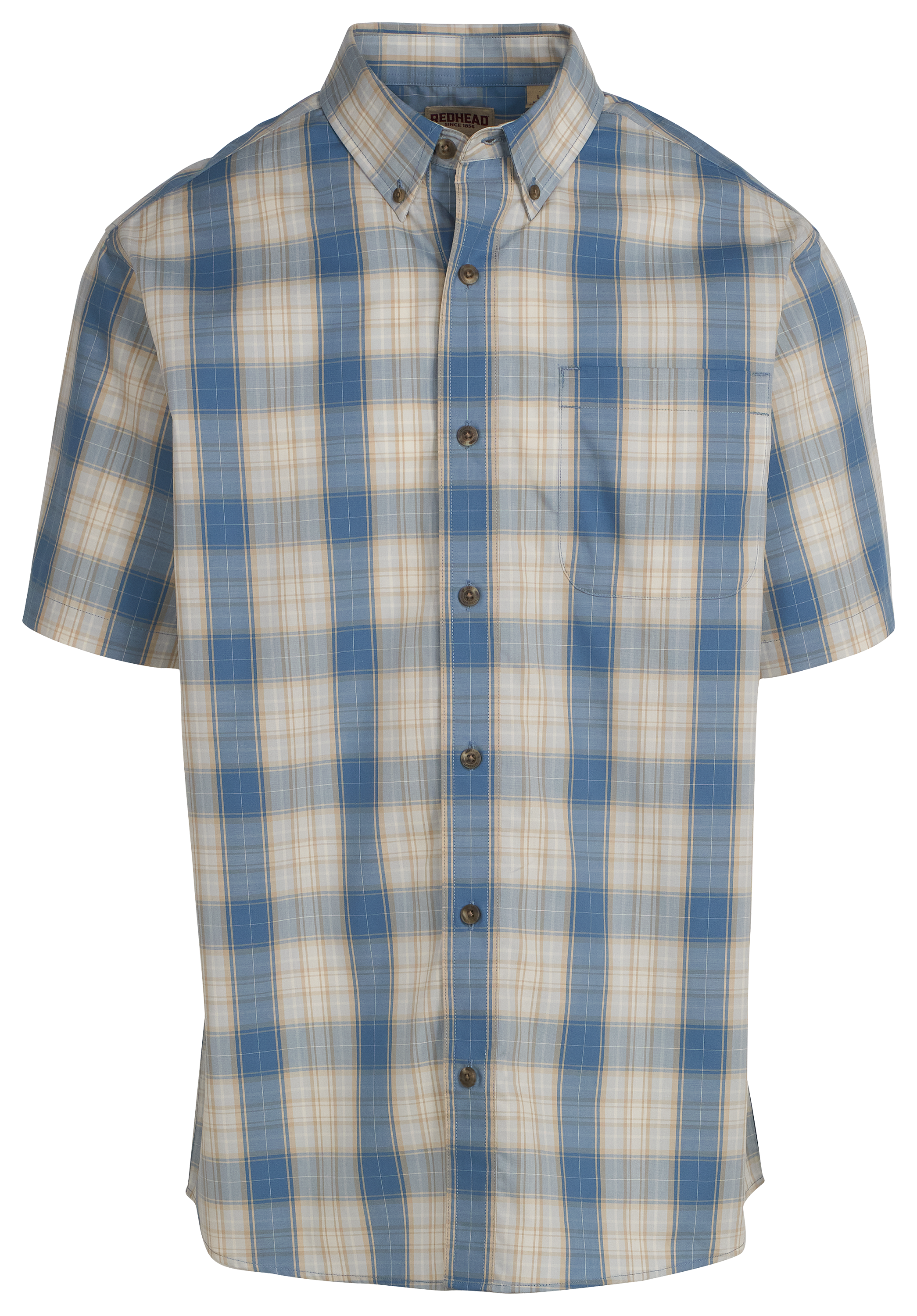 Image of RedHead Wrinkle-Free Plaid Short-Sleeve Button-Down Shirt - Captain Plaid