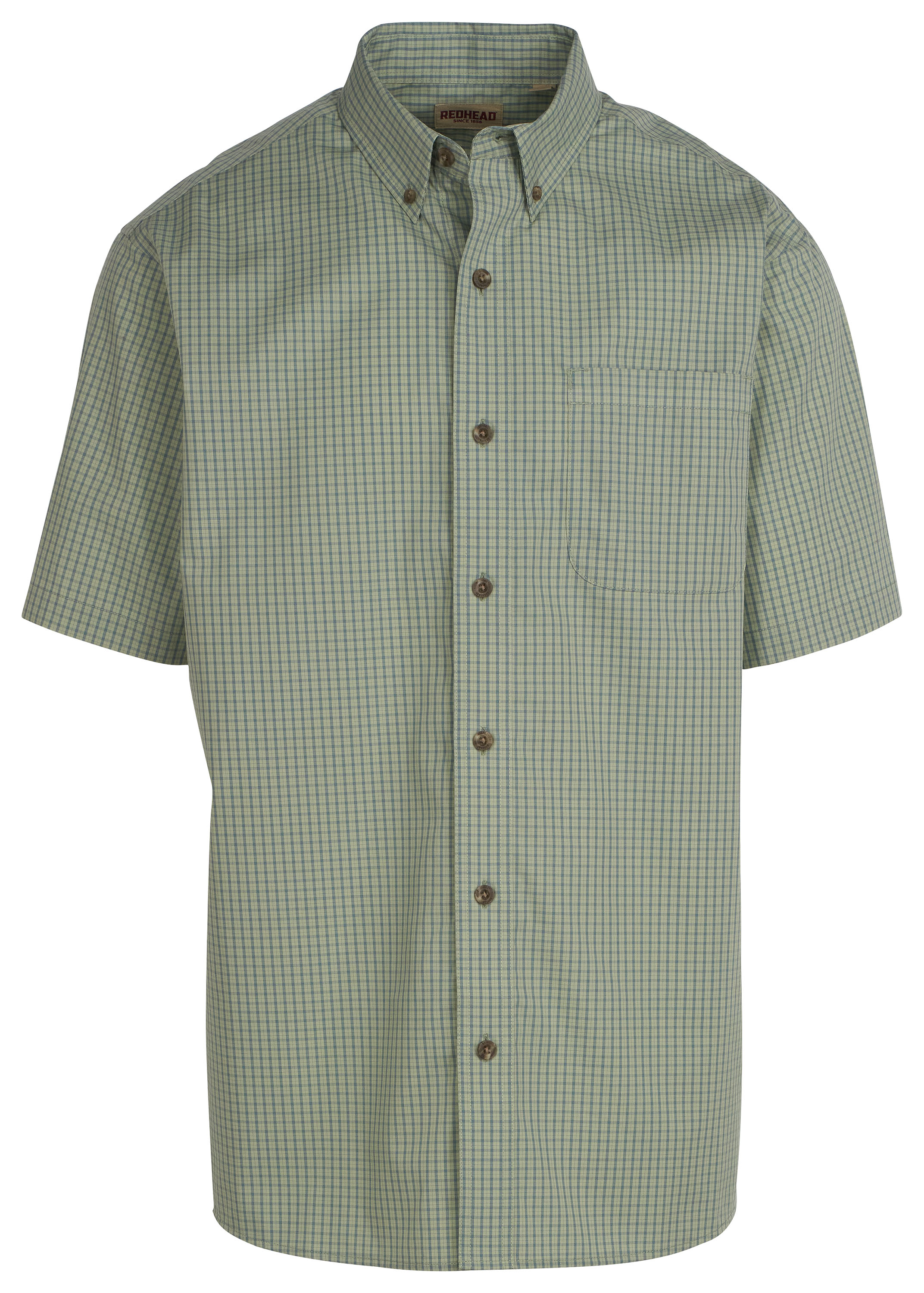 Image of RedHead Wrinkle-Free Plaid Short-Sleeve Button-Down Shirt for Men - Moss Oxford Plaid - 2XL