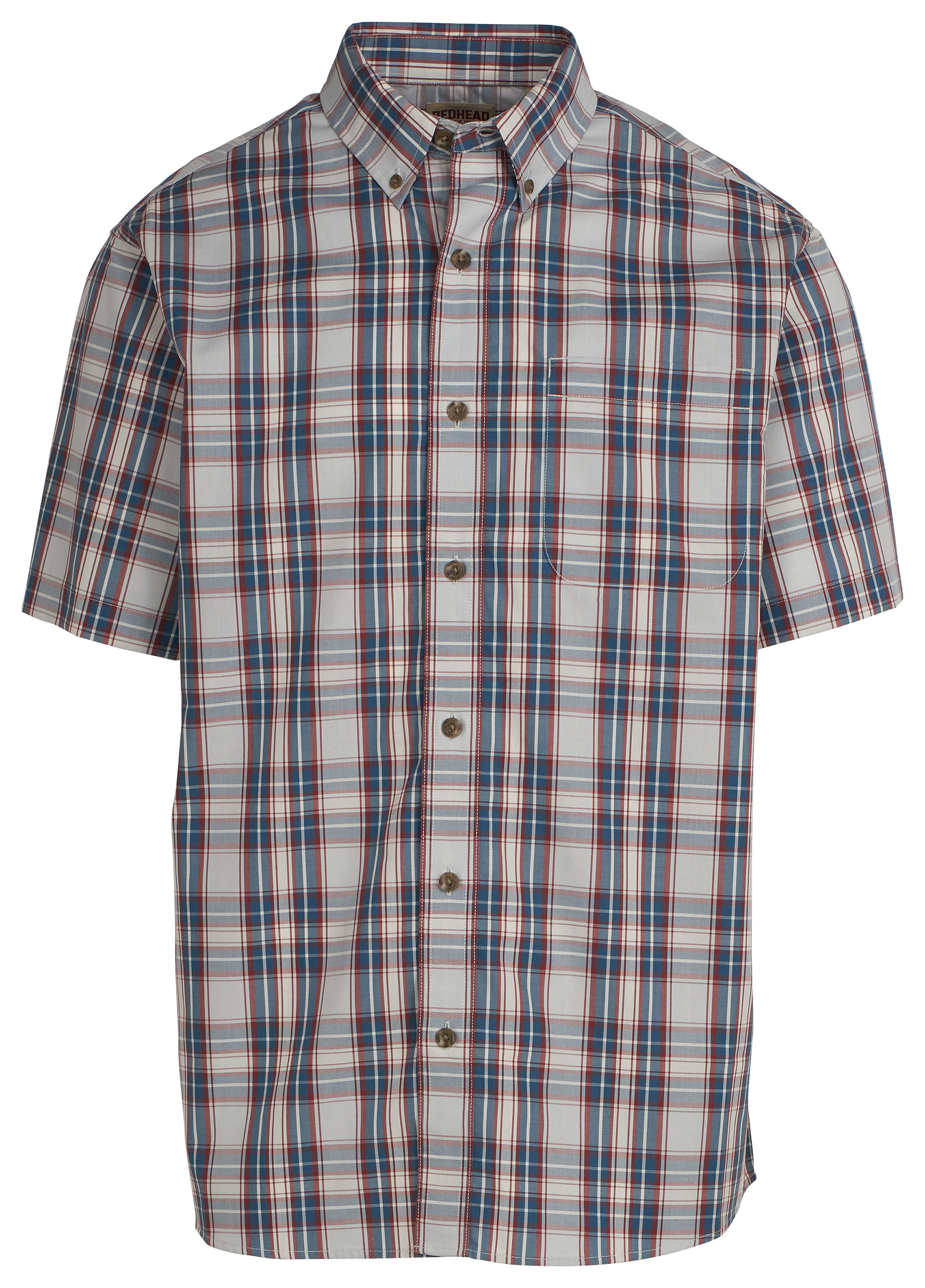 Image of RedHead Wrinkle-Free Plaid Short-Sleeve Button-Down Shirt - Teal Plaid