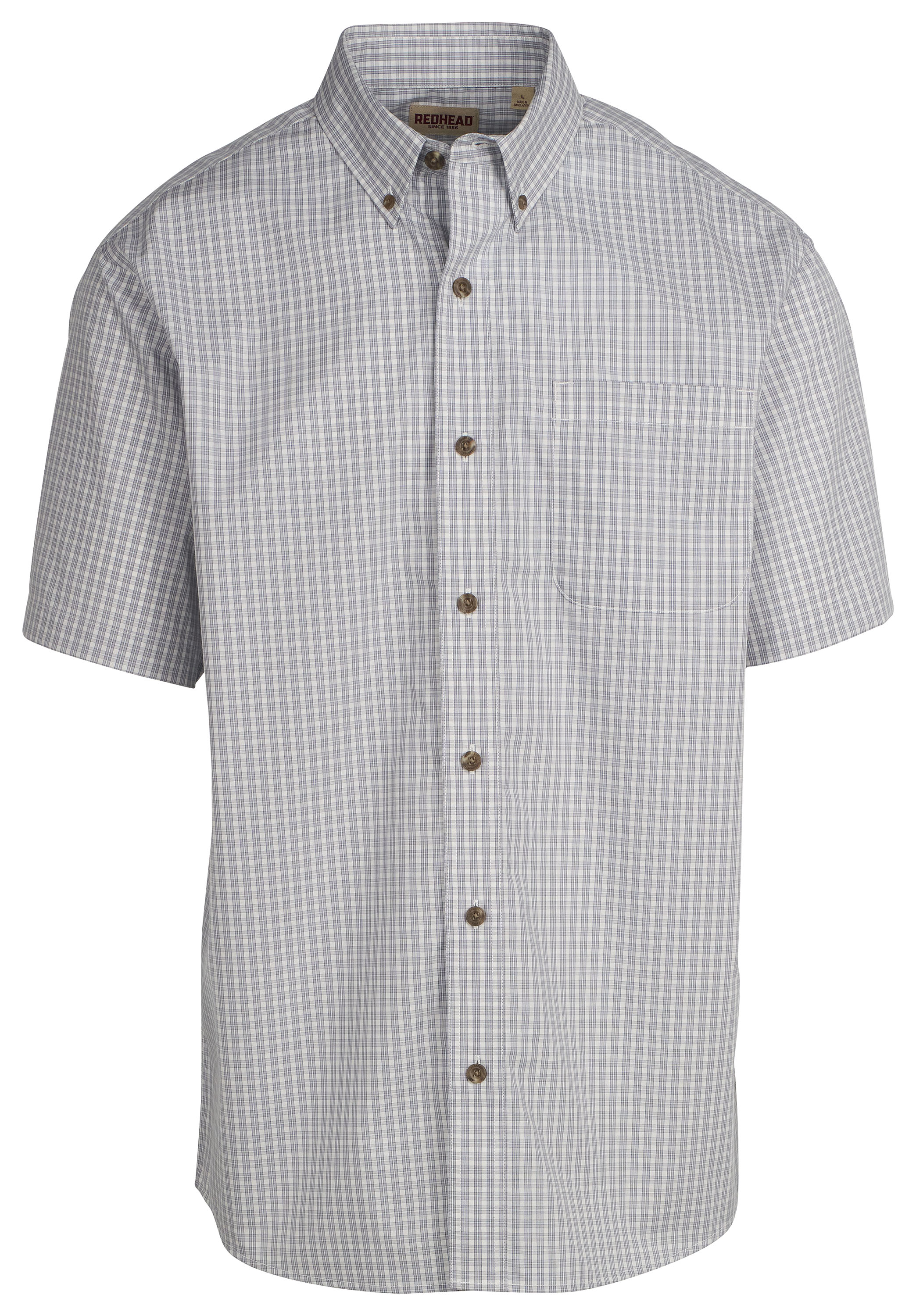 Image of RedHead Wrinkle-Free Plaid Short-Sleeve Button-Down Shirt for Men - Alloy Plaid - S