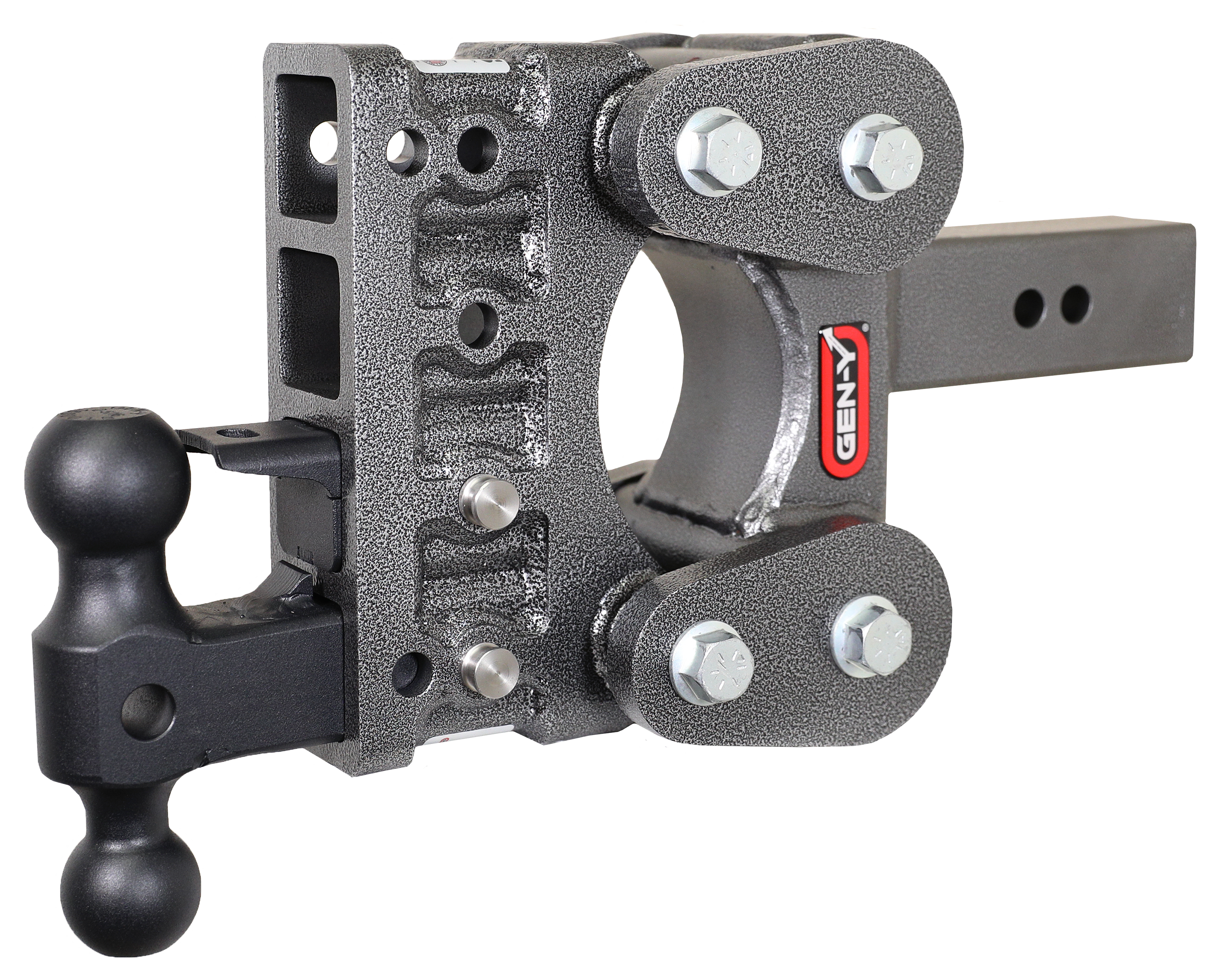 Image of "GEN-Y HITCH The BOSS TORSION-FLEX 2.5"" Shank 1.7K TW 16K Hitch with Dual-Ball and Pintle Lock - 5"" Drop"