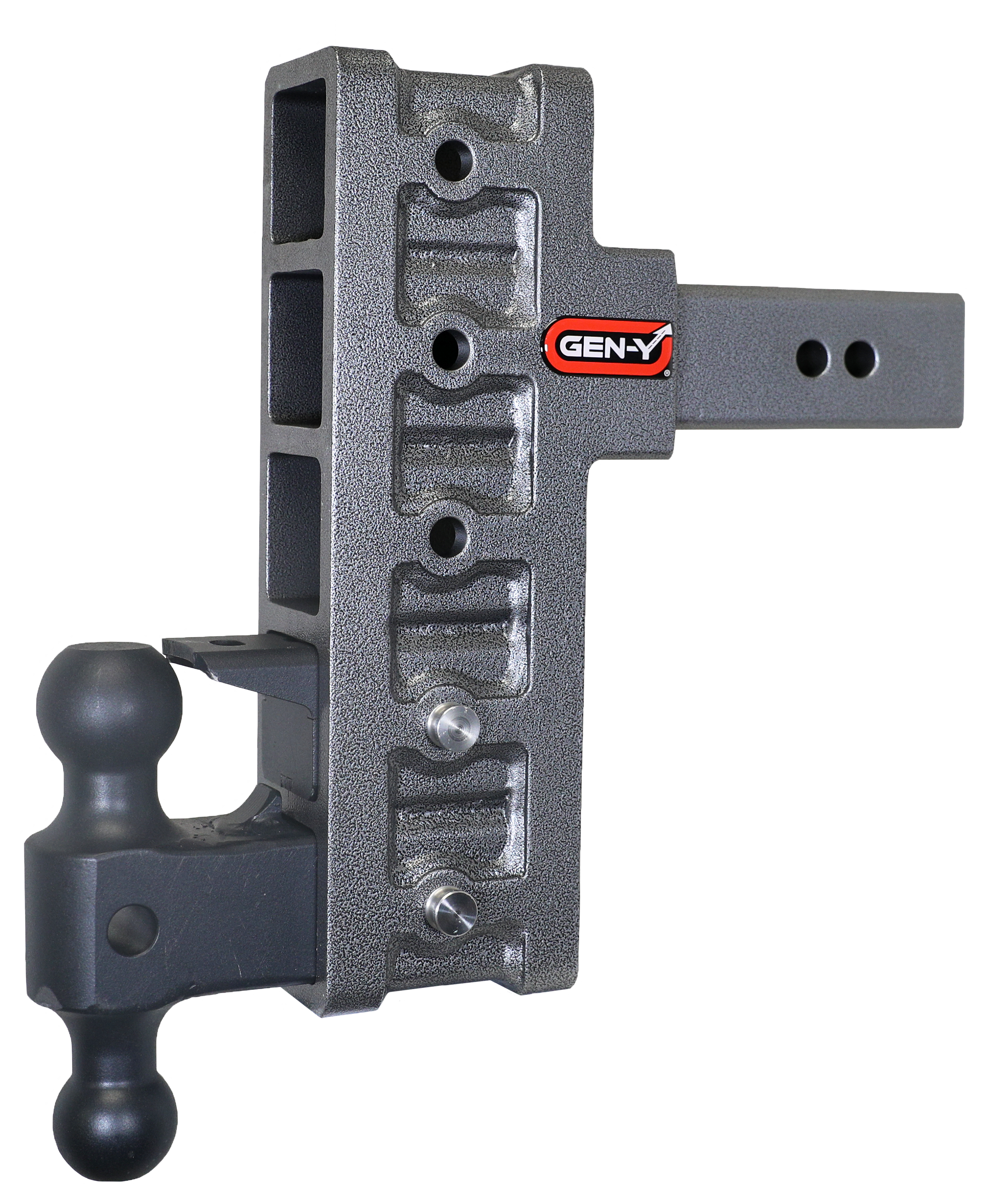 Image of "GEN-Y HITCH MEGA-DUTY 2.5"" Offset Shank 21K Hitch with Dual-Ball and Pintle Lock - 3"" Rise, 9"" Drop"
