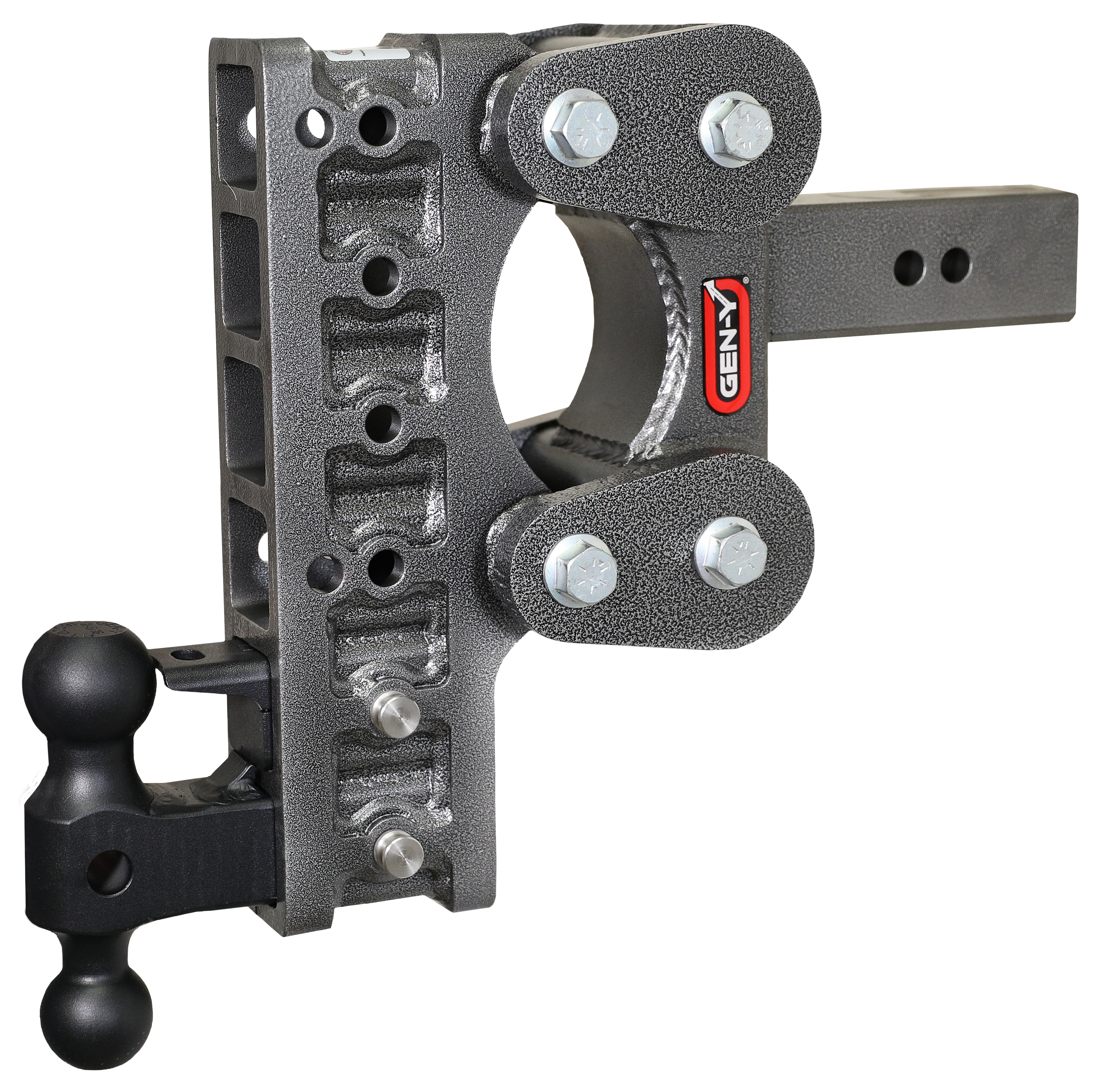 Image of "GEN-Y HITCH The BOSS TORSION-FLEX 2.5"" Shank 1.7K TW 16K Hitch with Dual-Ball and Pintle Lock - 10"" Drop"