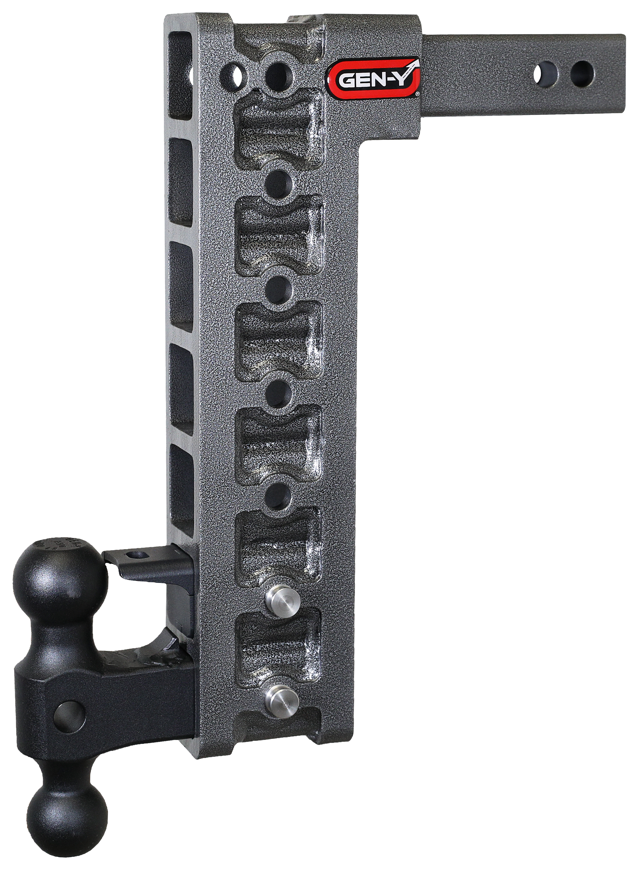 Image of "GEN-Y HITCH Mega-Duty 2"" Shank 16K Hitch with Dual-Ball, Pintle Lock, and Stabilizer Kit - 15"" Drop"
