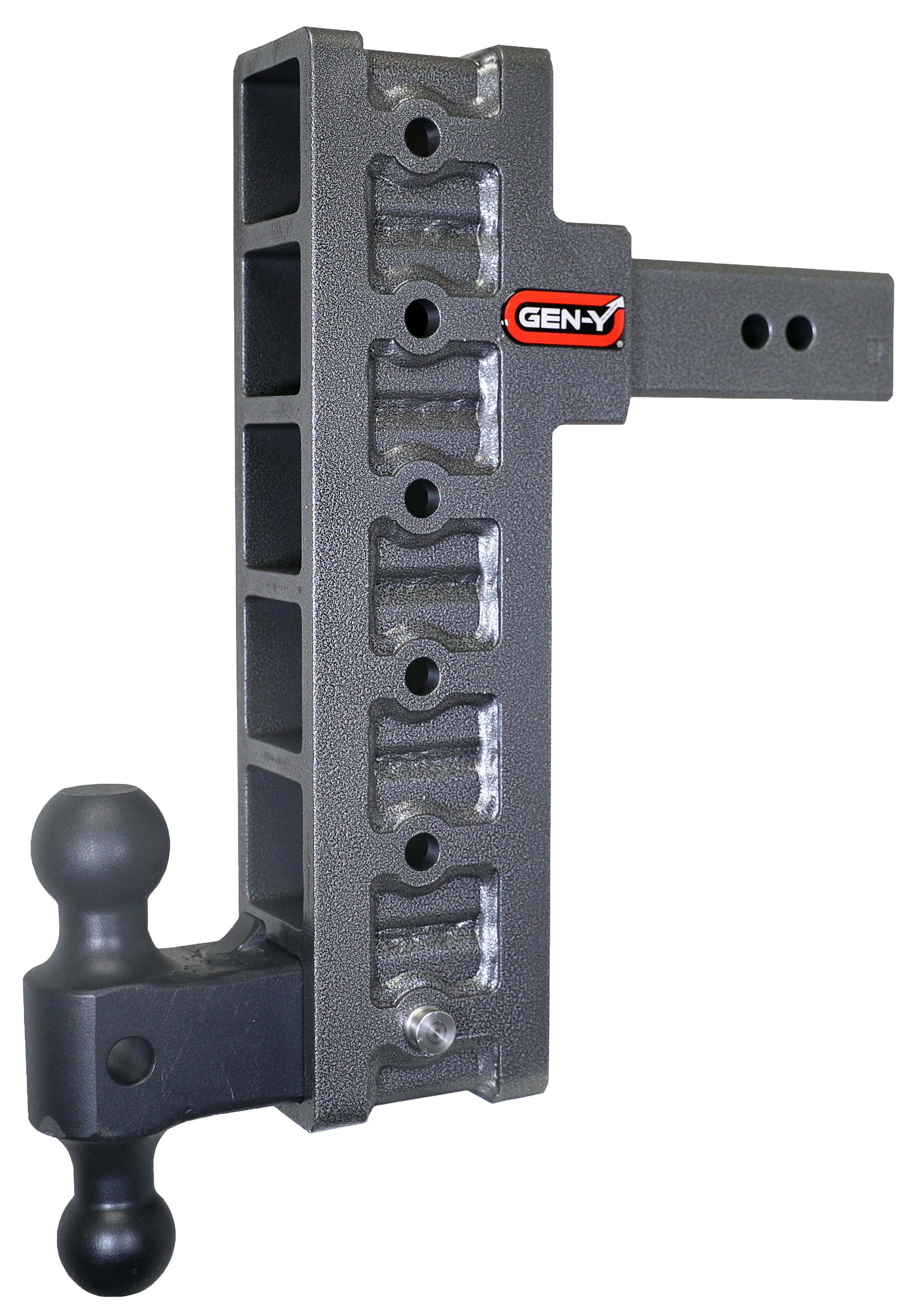 Image of "GEN-Y HITCH MEGA-DUTY 2.5'' Shank Offset Drop 3K TW 21K Hitch with Dual-Ball - 3"" Rise, 12"" Drop"