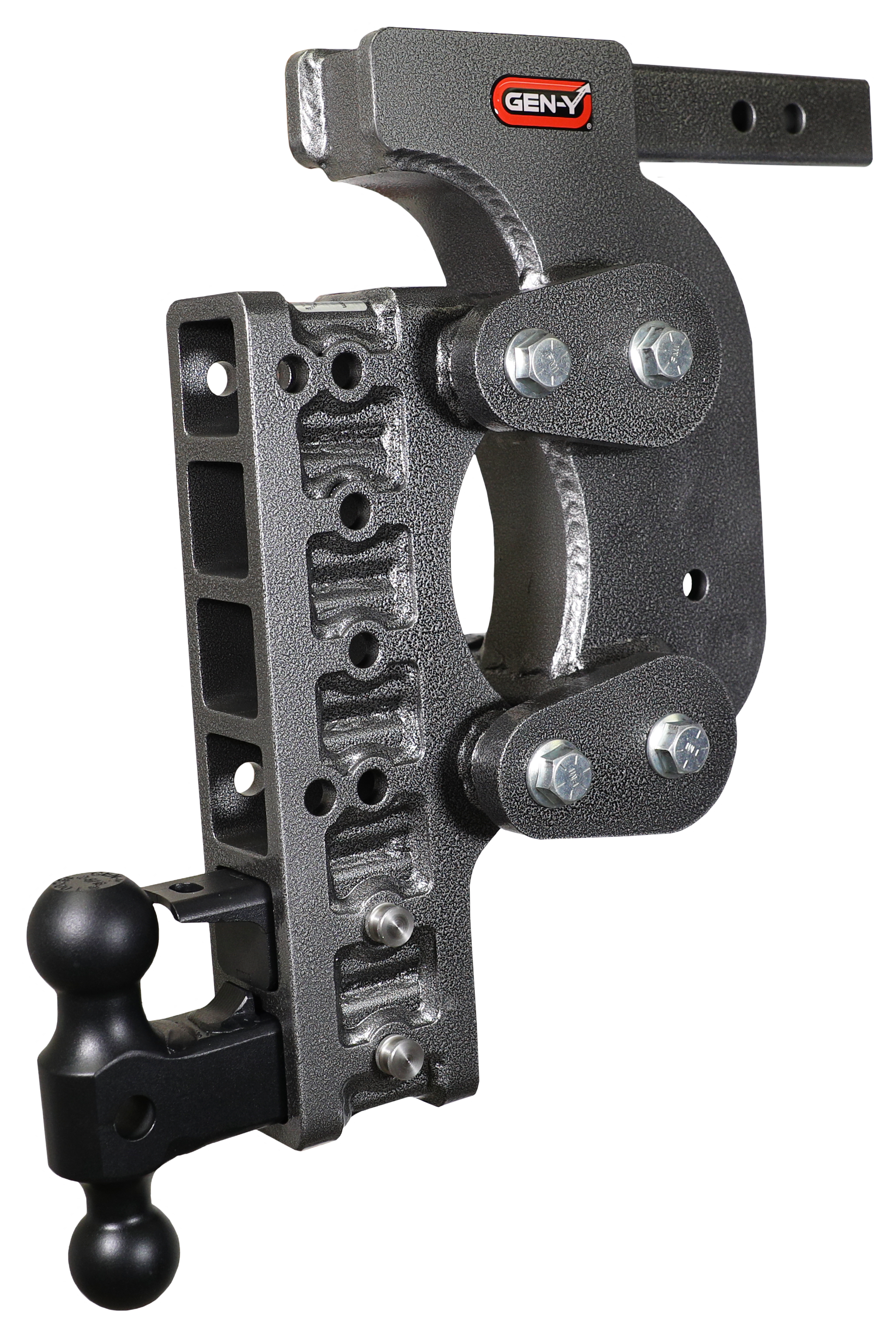 Image of "GEN-Y HITCH The BOSS TORSION-FLEX 3"" Shank 10K Hitch with Dual-Ball, Pintle Lock, and Stabilizer Kit - 17.5"" Drop"