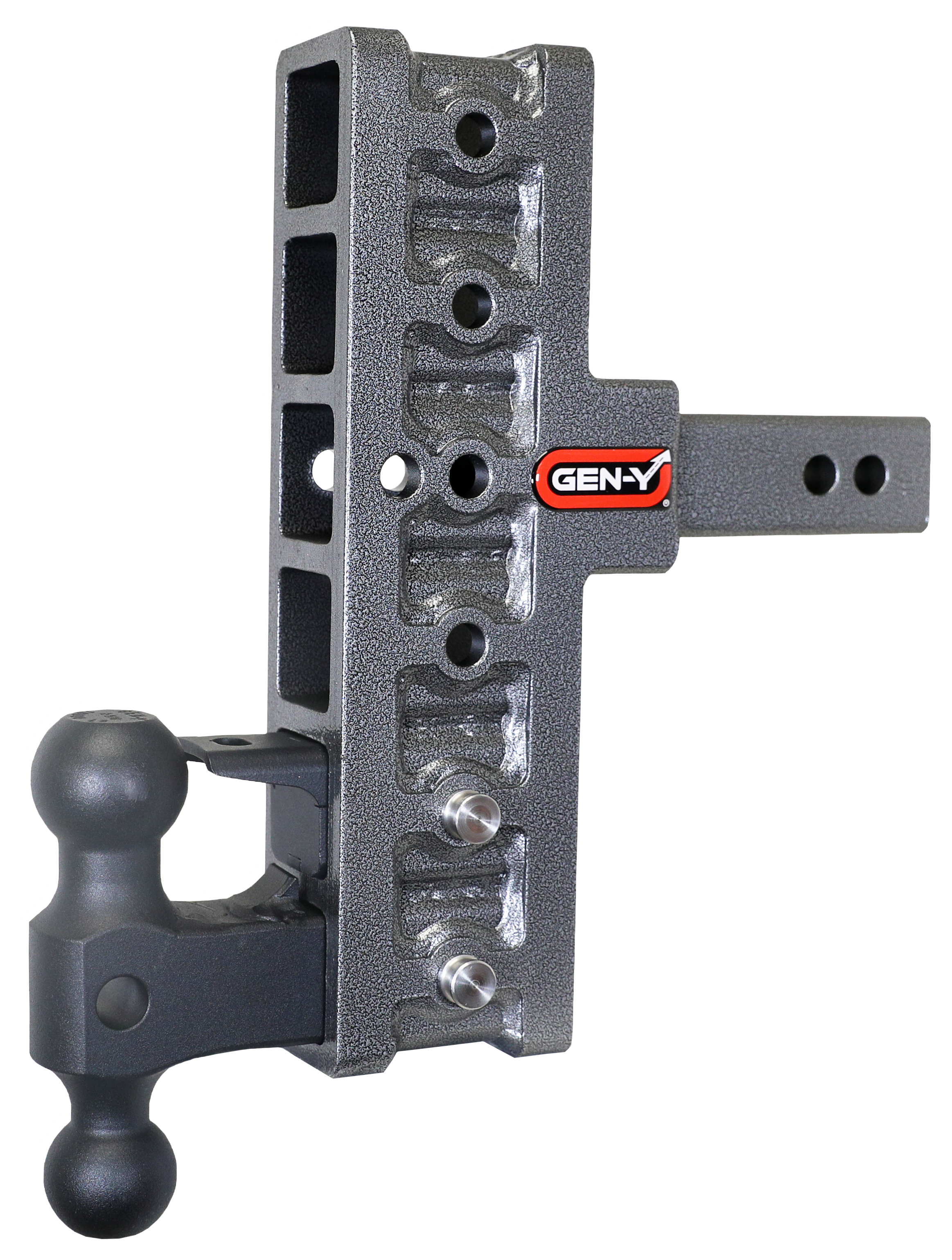 Image of "GEN-Y HITCH MEGA-DUTY 2"" Offset Shank 16K Drop Hitch with Dual Ball and Pintle Lock - 5"" Rise, 7.5"" Drop"