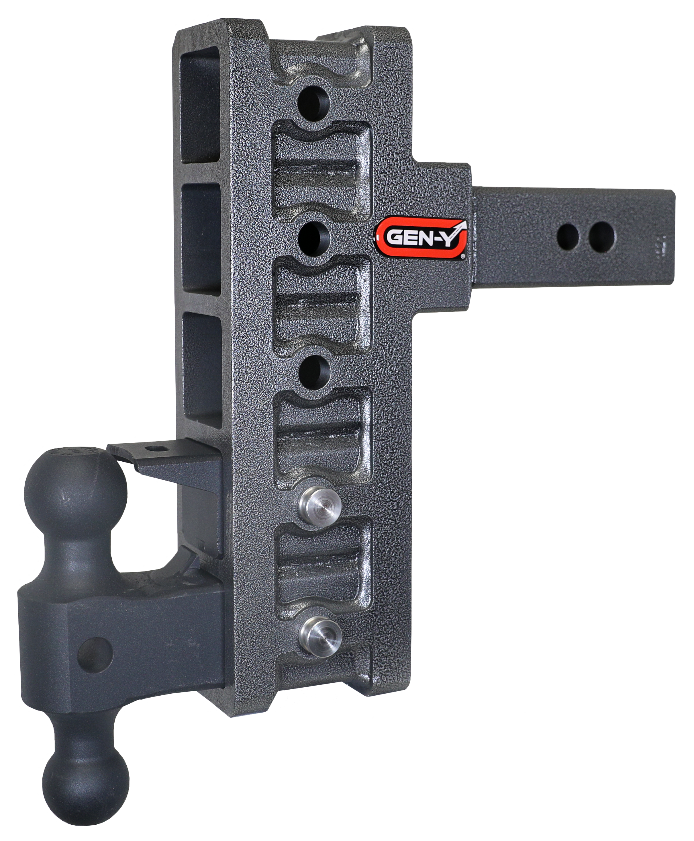 Image of "GEN-Y HITCH MEGA-DUTY 2.5"" Offset Shank 32K Drop Hitch with Dual-Ball and Pintle Lock - 3"" Rise, 9"" Drop"
