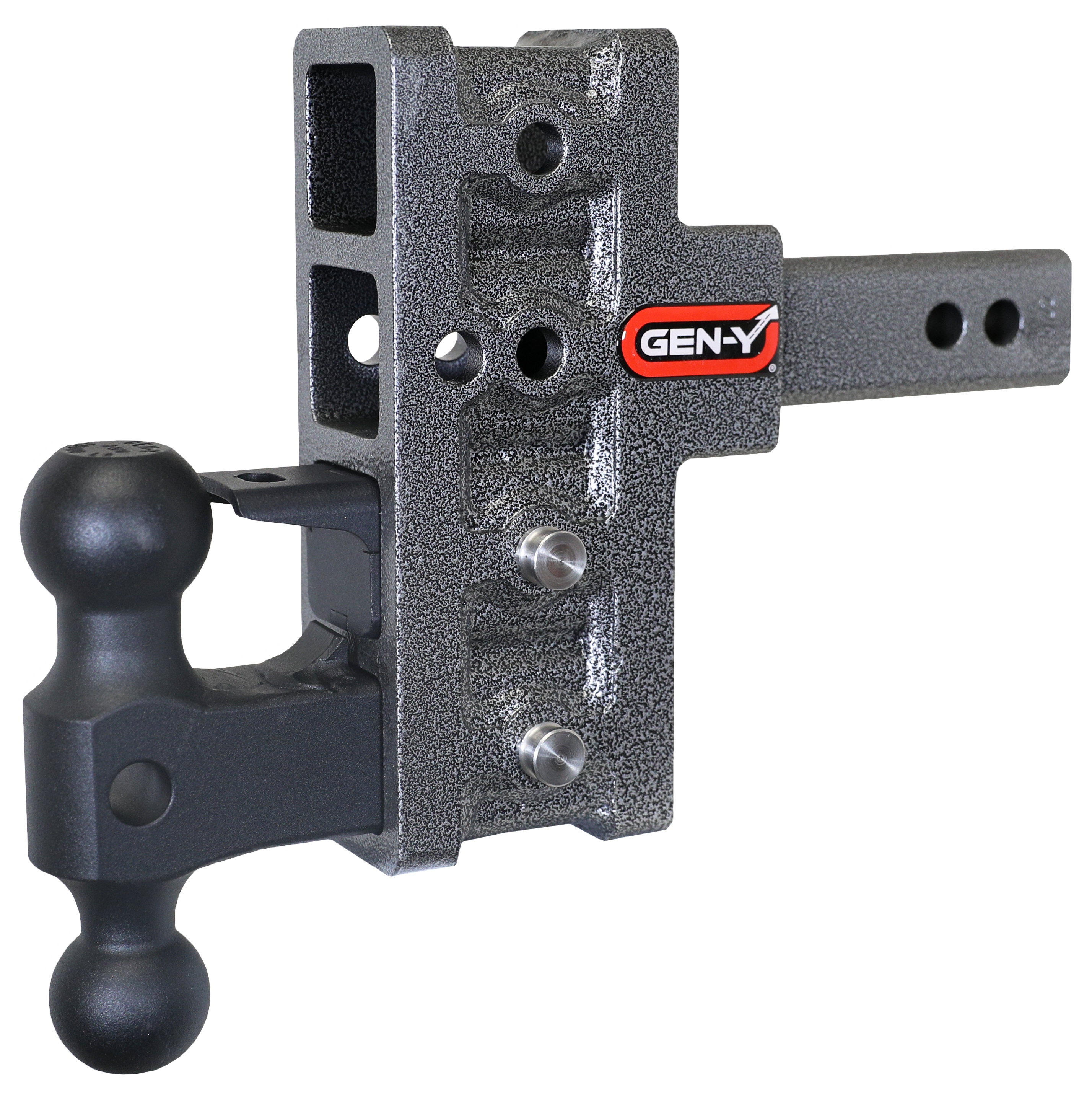 Image of "GEN-Y HITCH MEGA-DUTY 2"" Offset Shank 16K Drop Hitch with Dual Ball and Pintle Lock - 2.5"" Rise, 5"" Drop"