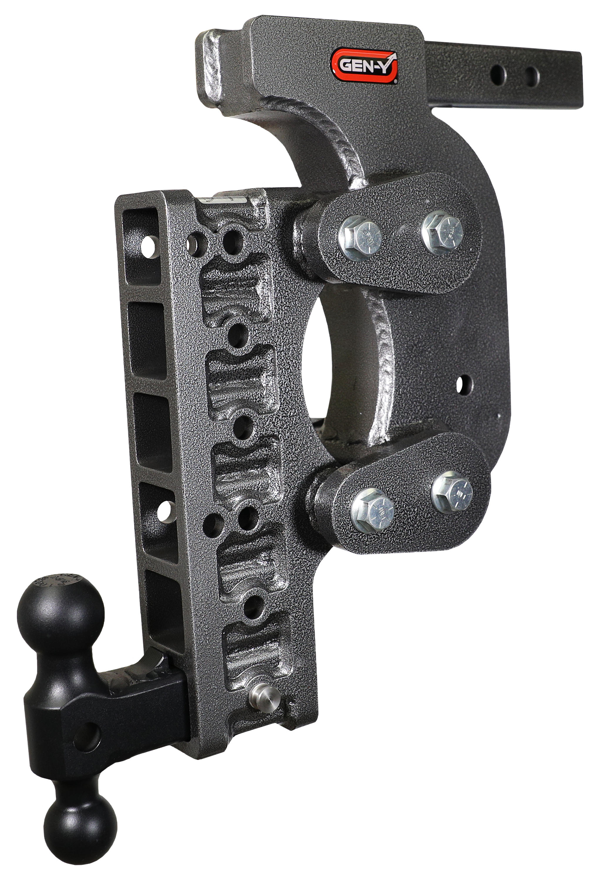 Image of "GEN-Y HITCH The BOSS Torsion-Flex 2"" Shank 1.7K TW 16K Hitch with Dual-Ball and Stabilizer Kit - 17.5"" Drop"