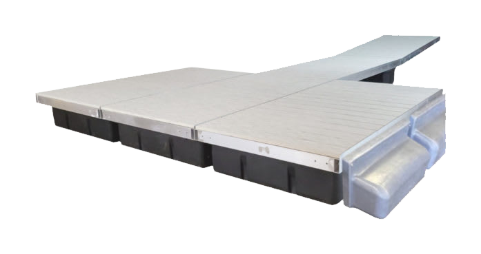 Image of Patriot Docks T-Shaped Low-Profile Floating Dock with Aluminum Decking - Gray - 40'