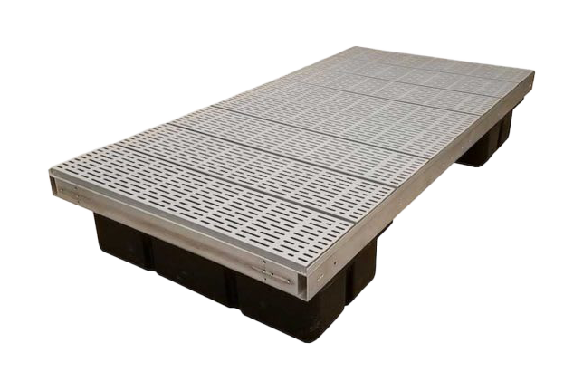 Image of Patriot Docks Low-Profile Floating Dock Platform Section with Poly Decking - Gray