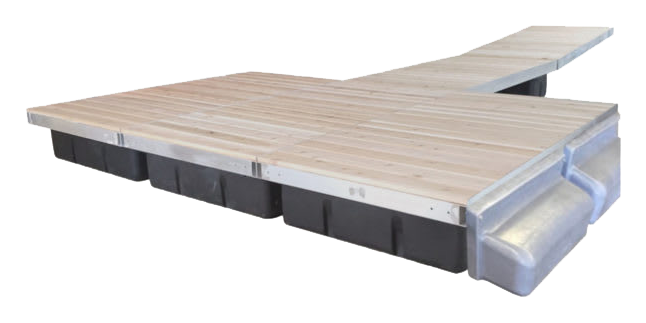 Image of Patriot Docks T-Shaped Low-Profile Floating Dock with Cedar Decking - 40'
