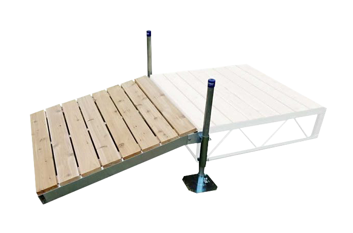 Image of Patriot Docks Shore Dock Ramp Kit with Cedar Deck - 4' x 4'