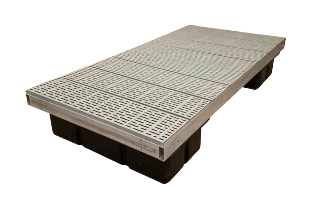 Image of Patriot Docks Low-Profile Floating Dock Platform Section with Poly Decking - Tan